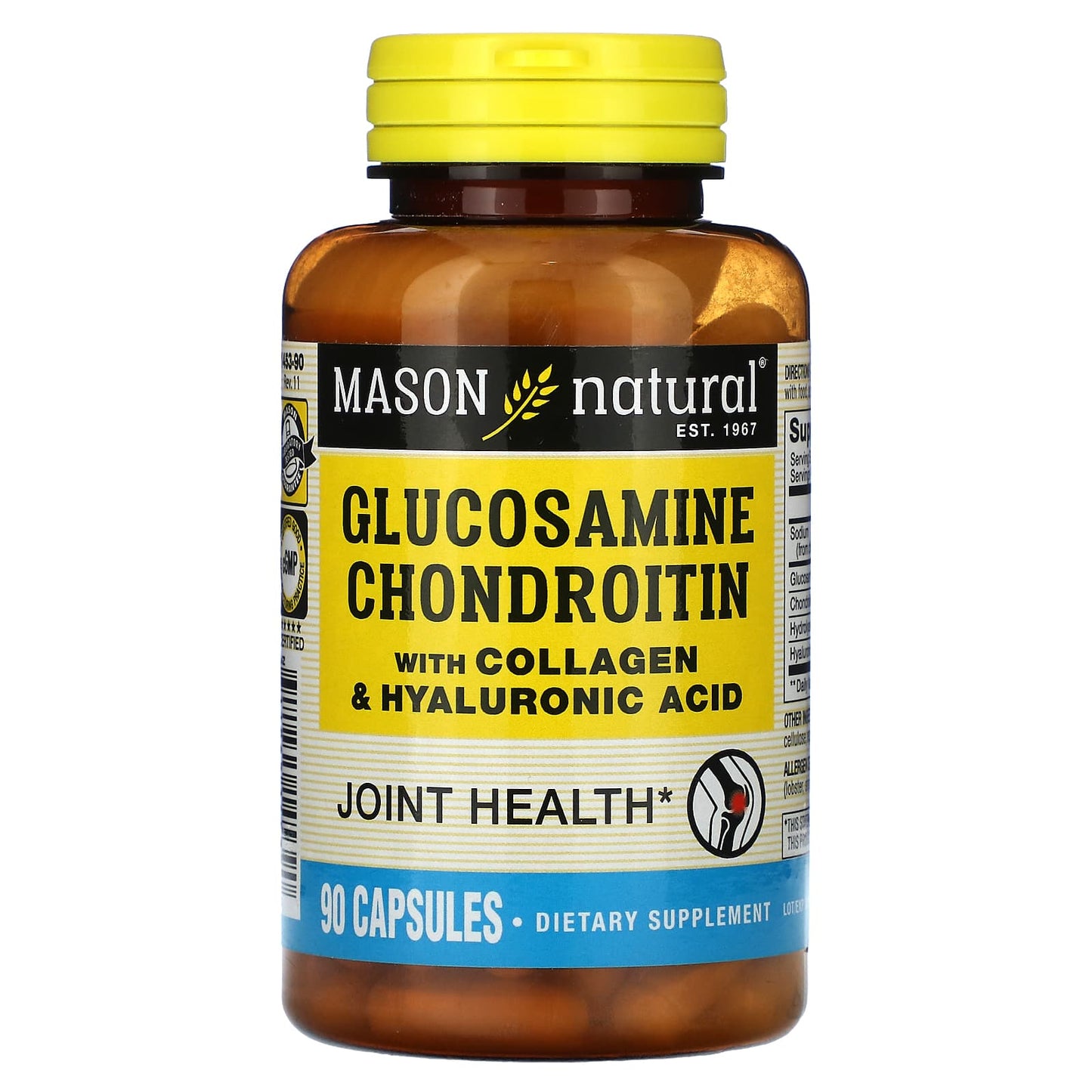 Mason Natural, Glucosamine Chondroitin with Collagen & Hyaluronic Acid, 90 Capsules - Image 1