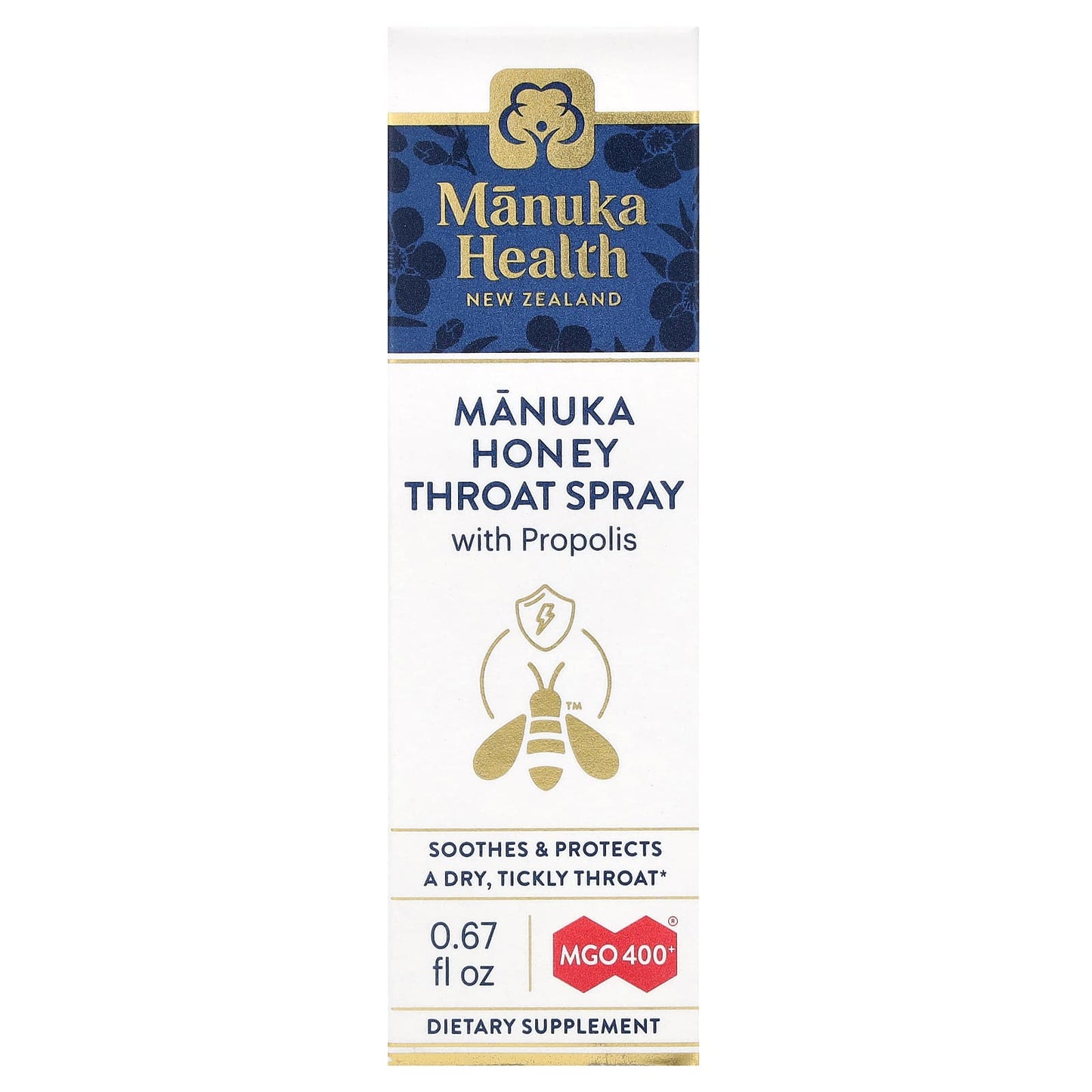 Manuka Health, Manuka Honey Throat Spray with Propolis, MGO 400+, 0.67 fl oz - Image 1