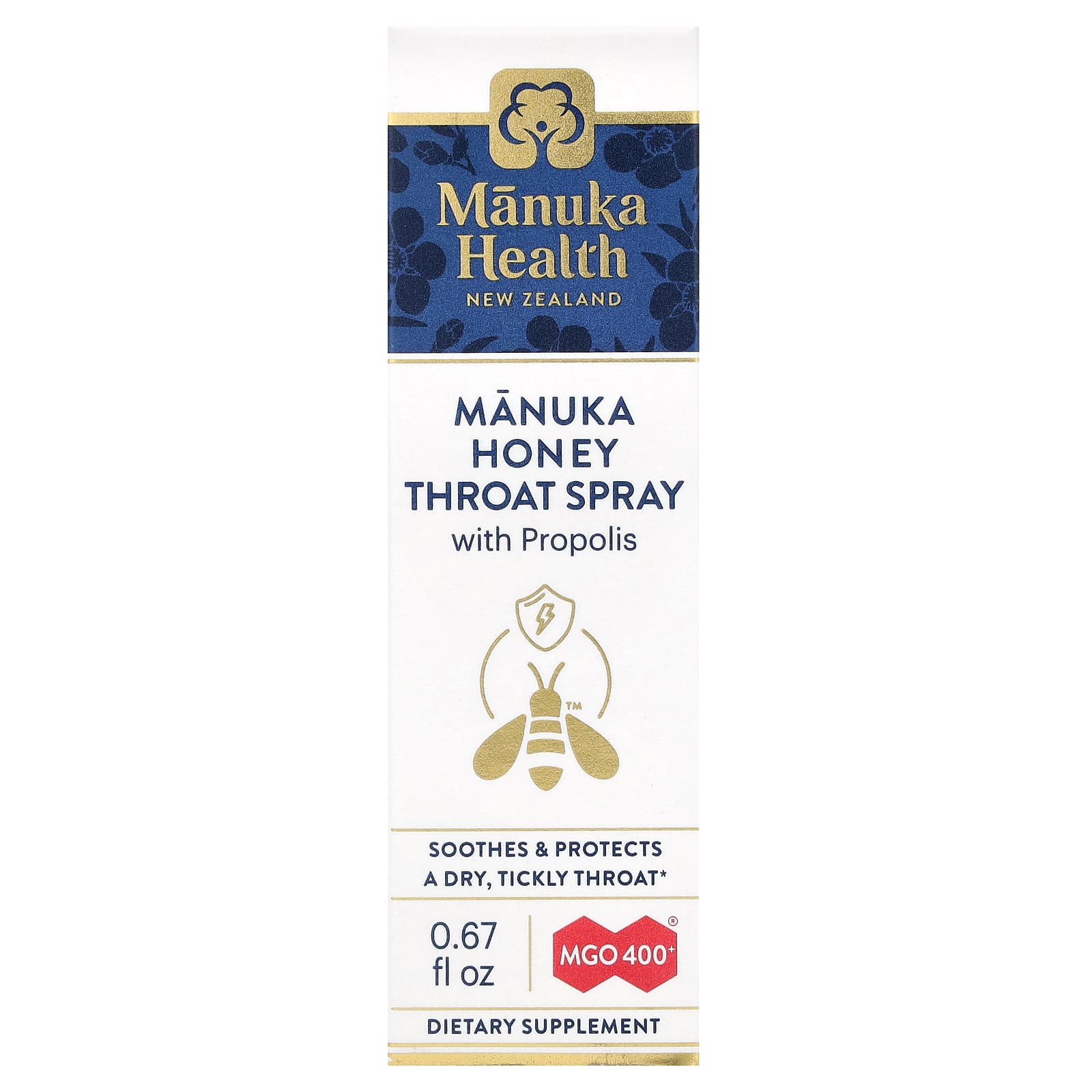 Manuka Health, Manuka Honey Throat Spray with Propolis, MGO 400+, 0.67 fl oz - Image 1