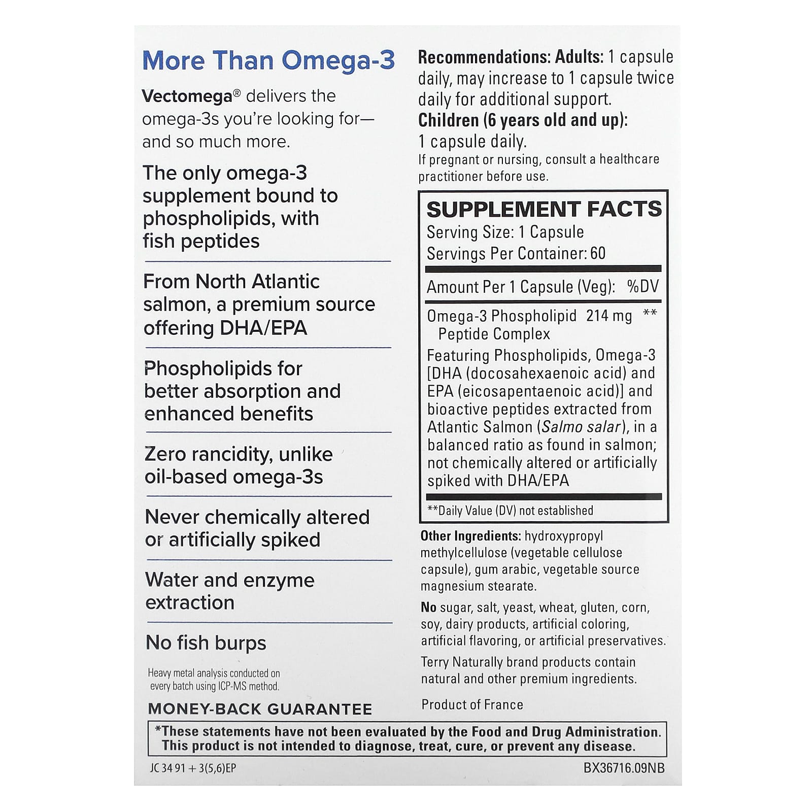 Terry Naturally, Vectomega, Salmon Omega-3 EPA/DHA, 60 Capsules (214 mg per Capsule) - Image 2