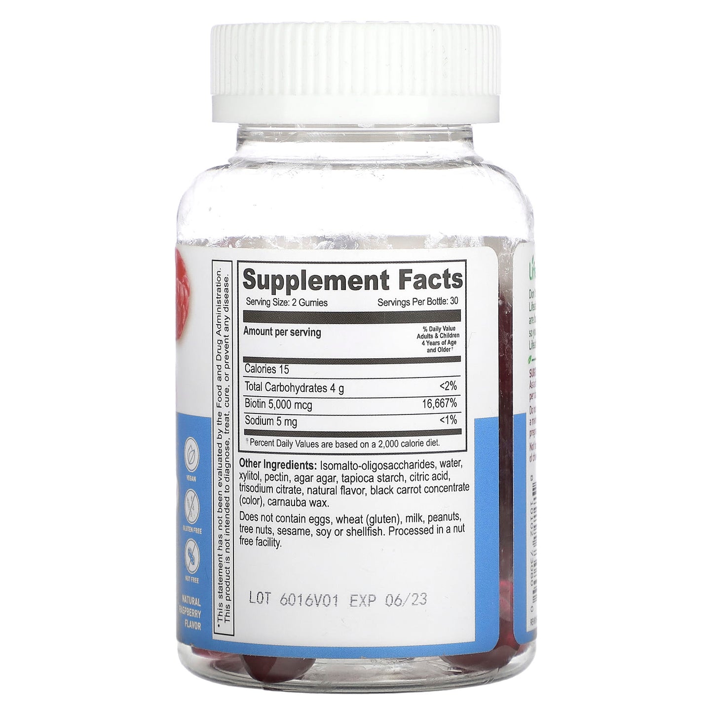 Lifeable, Kids Biotin Gummies, Sugar Free, Natural Raspberry, 60 Gummies (2,500 mcg per Gummy)