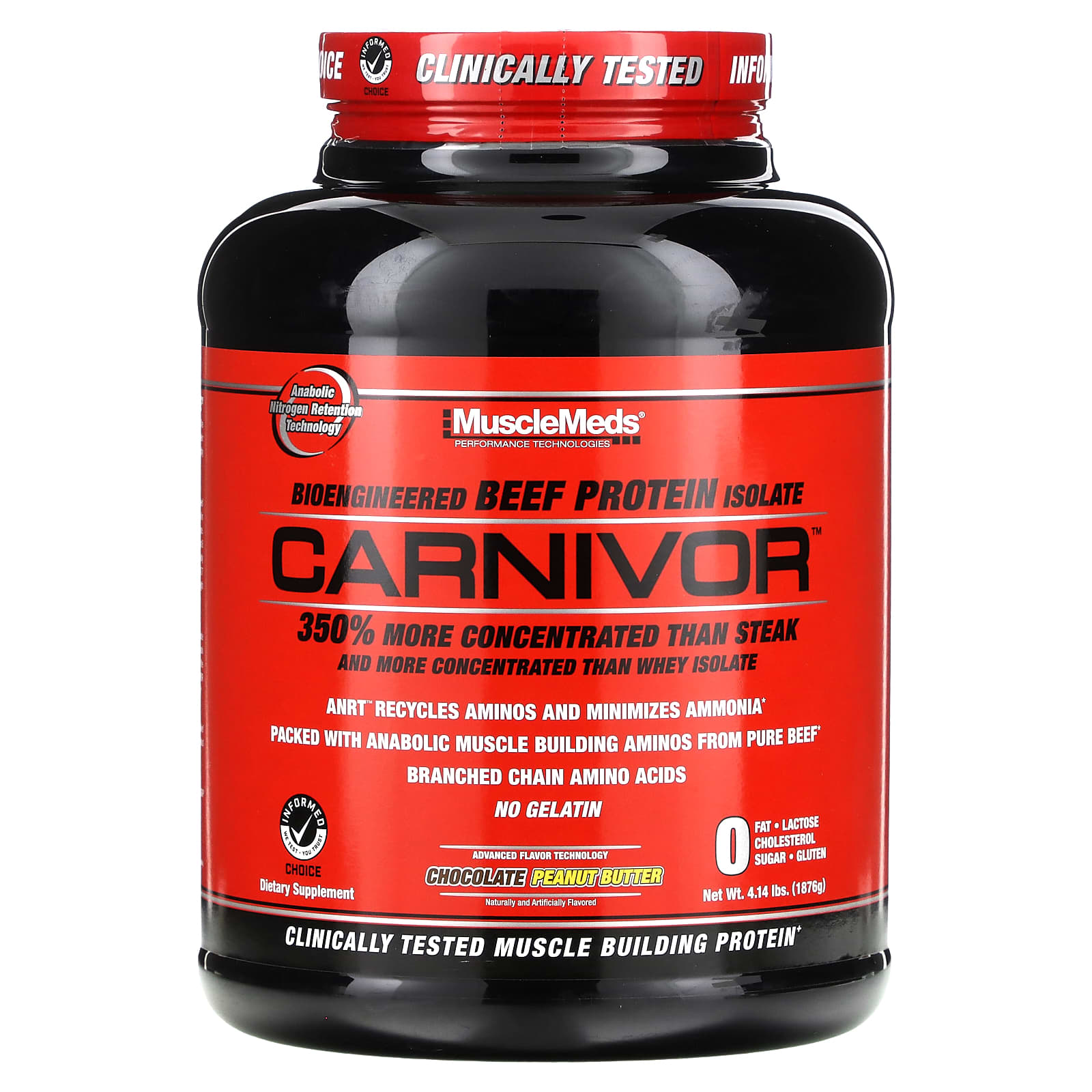 MuscleMeds, Carnivor, Bioengineered Beef Protein Isolate, Chocolate Peanut Butter,  4.14 lbs (1,876 g) - Image 1