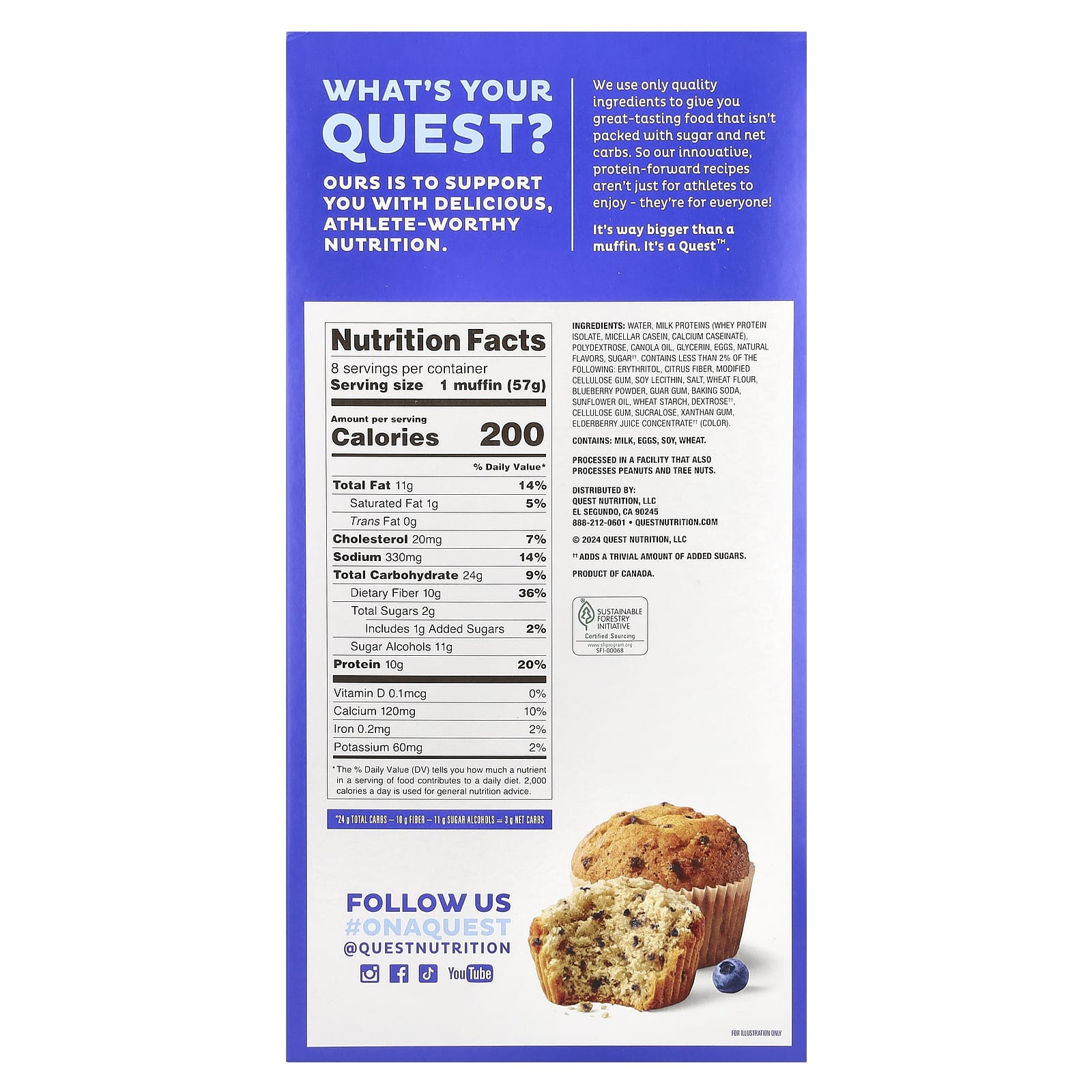 Quest Nutrition, Bake Shop Muffins, Blueberry, 8 Muffins, 2.01 oz (57 g) Each - Image 2