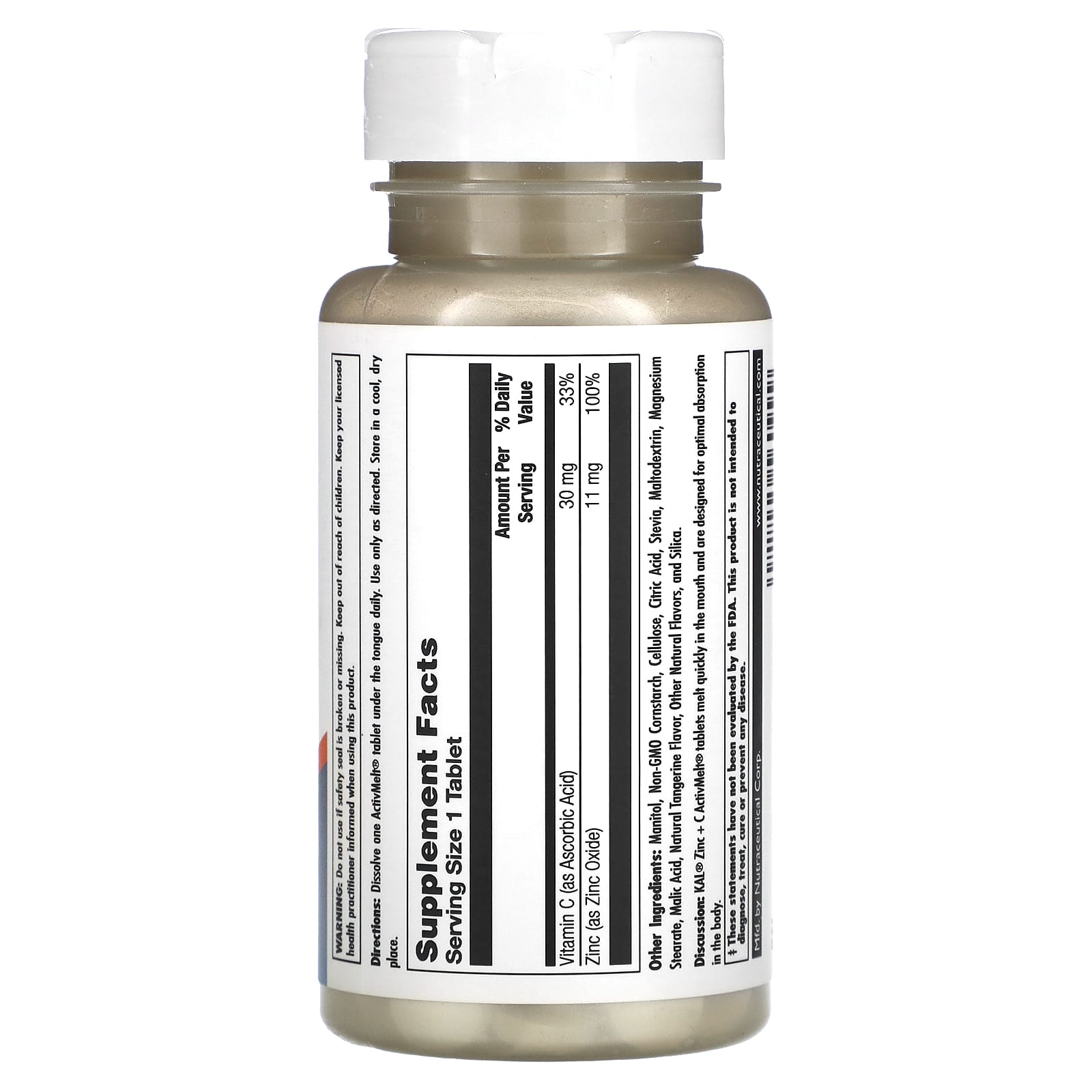 KAL, Zinc + C, Tangerine, 90 Micro Tablets - Image 2