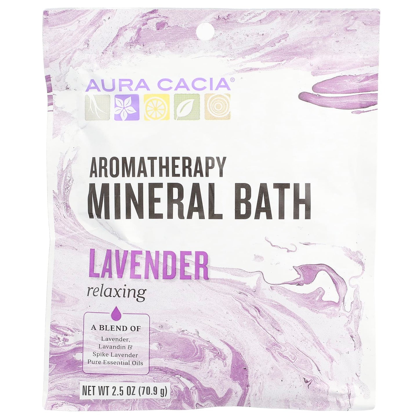 Aura Cacia Relaxing Lavender Aromatherapy Mineral Bath, 2.5 oz - Image 1