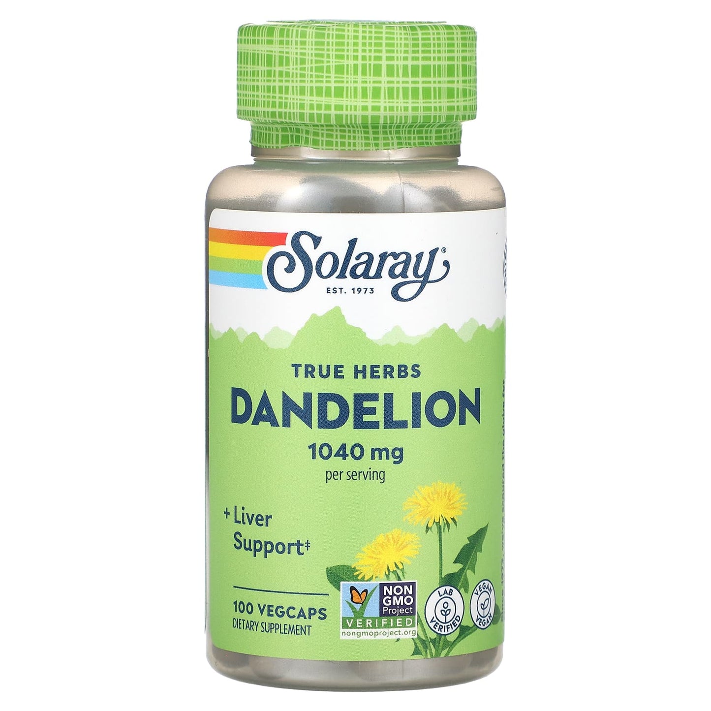 Solaray, True Herbs, Dandelion, 100 VegCaps (520 mg per VegCap) - Image 1