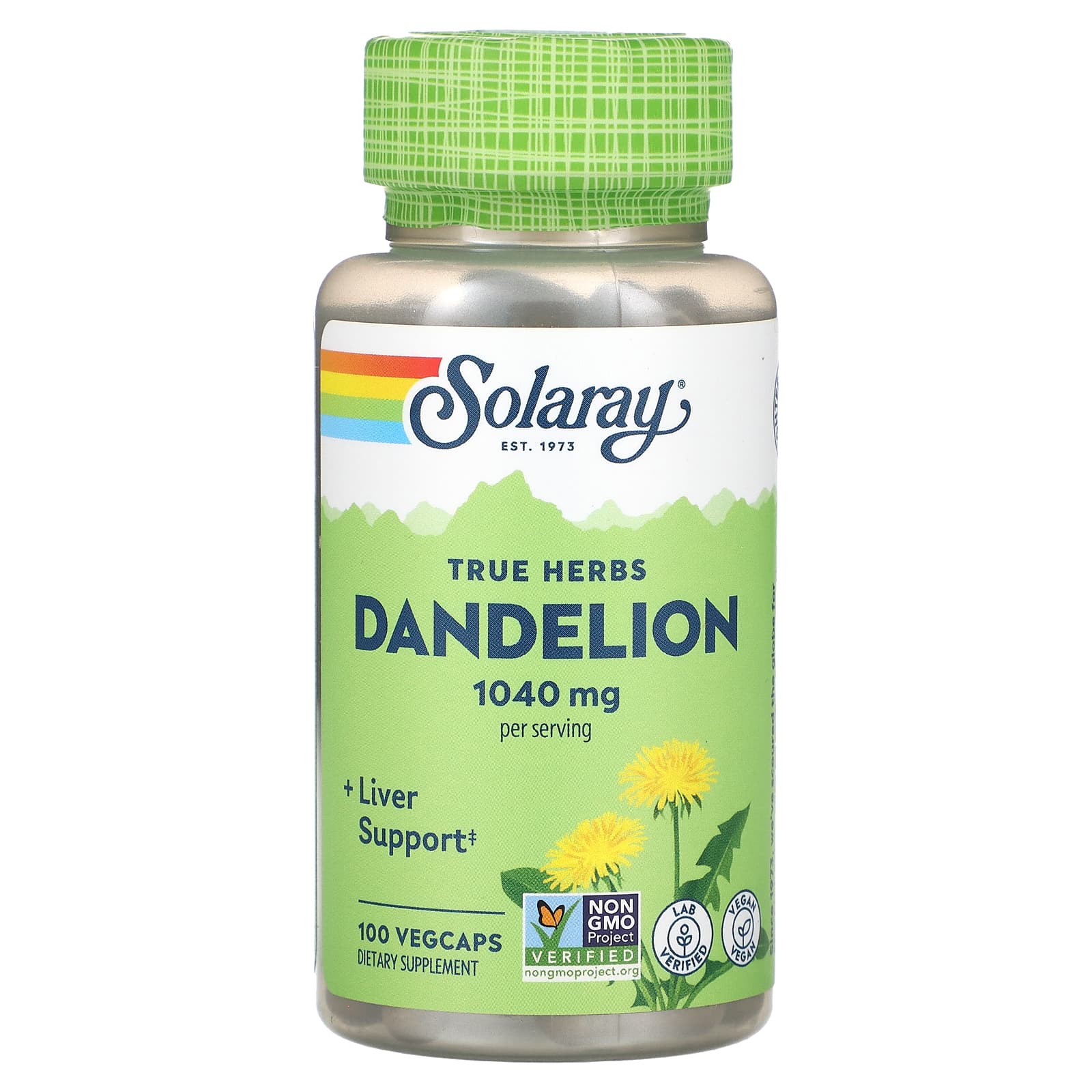 Solaray, True Herbs, Dandelion, 100 VegCaps (520 mg per VegCap) - Image 1