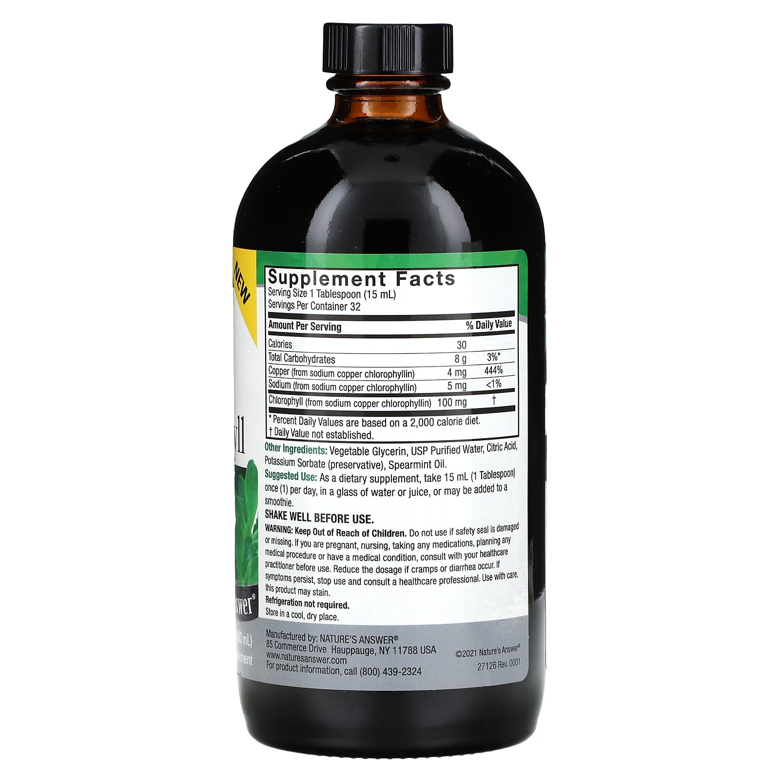 Nature's Answer, Liquid Chlorophyll, 100 mg, 16 fl oz (480 ml) - Image 2