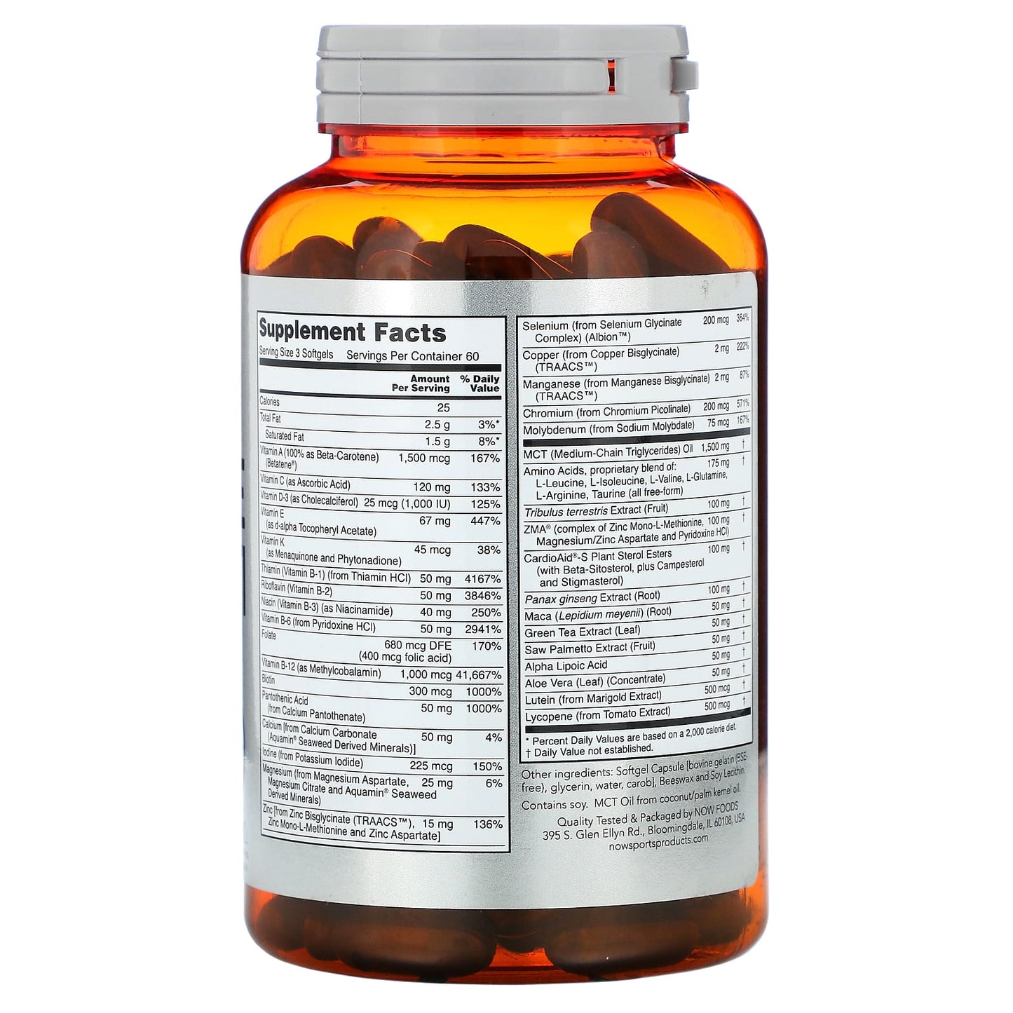 NOW Foods, Sports, Men's Active Sports Multi, 180 Softgels - Image 2
