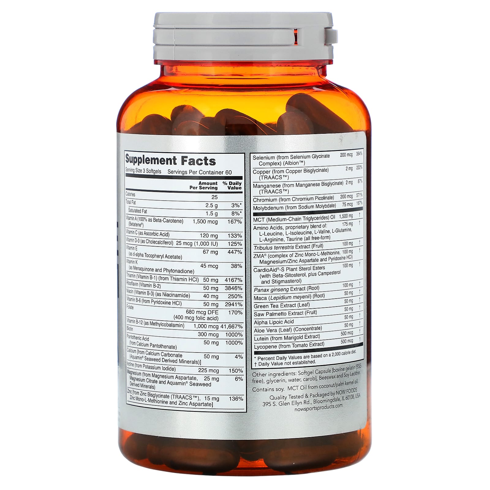 NOW Foods, Sports, Men's Active Sports Multi, 180 Softgels - Image 2