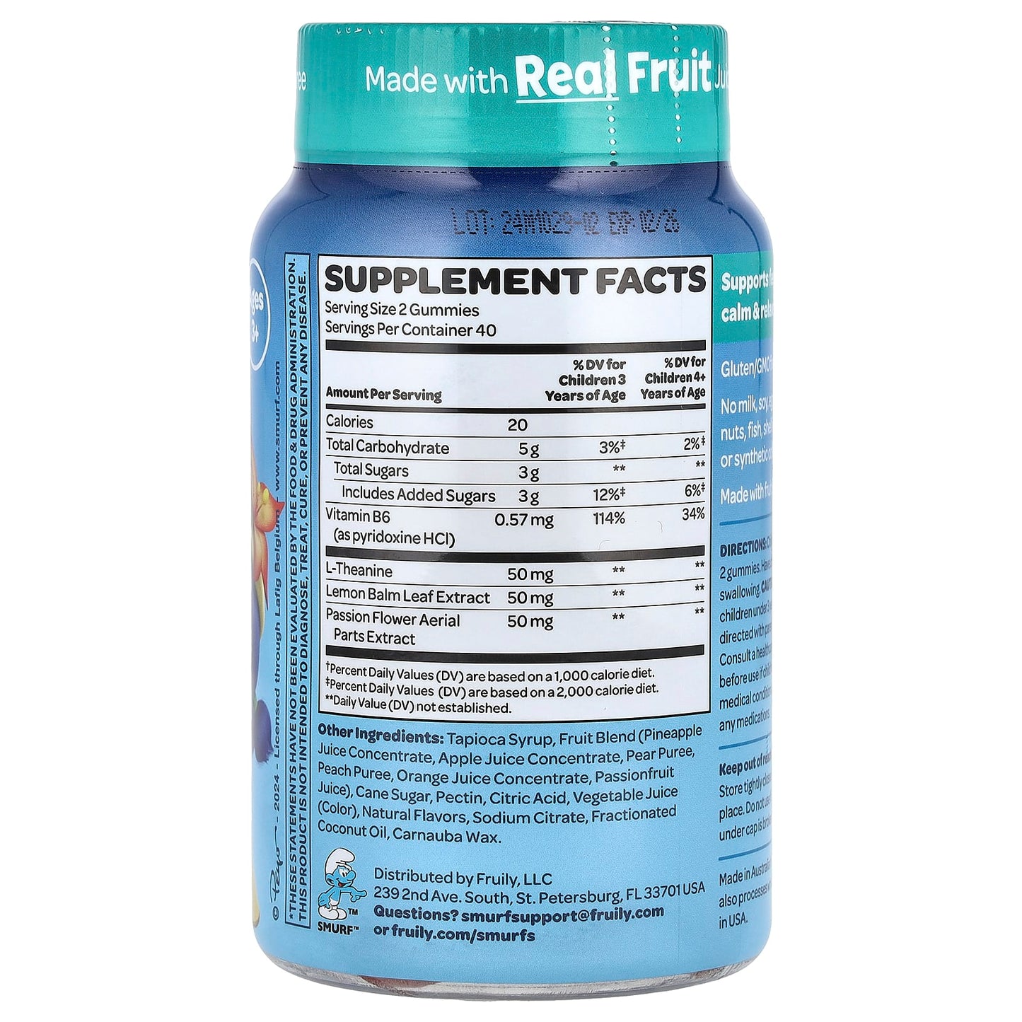 The Smurfs, Kids Gummy, Calm & Relaxed, Ages 3+, Smurf Berry, 80 Gummies - Image 2