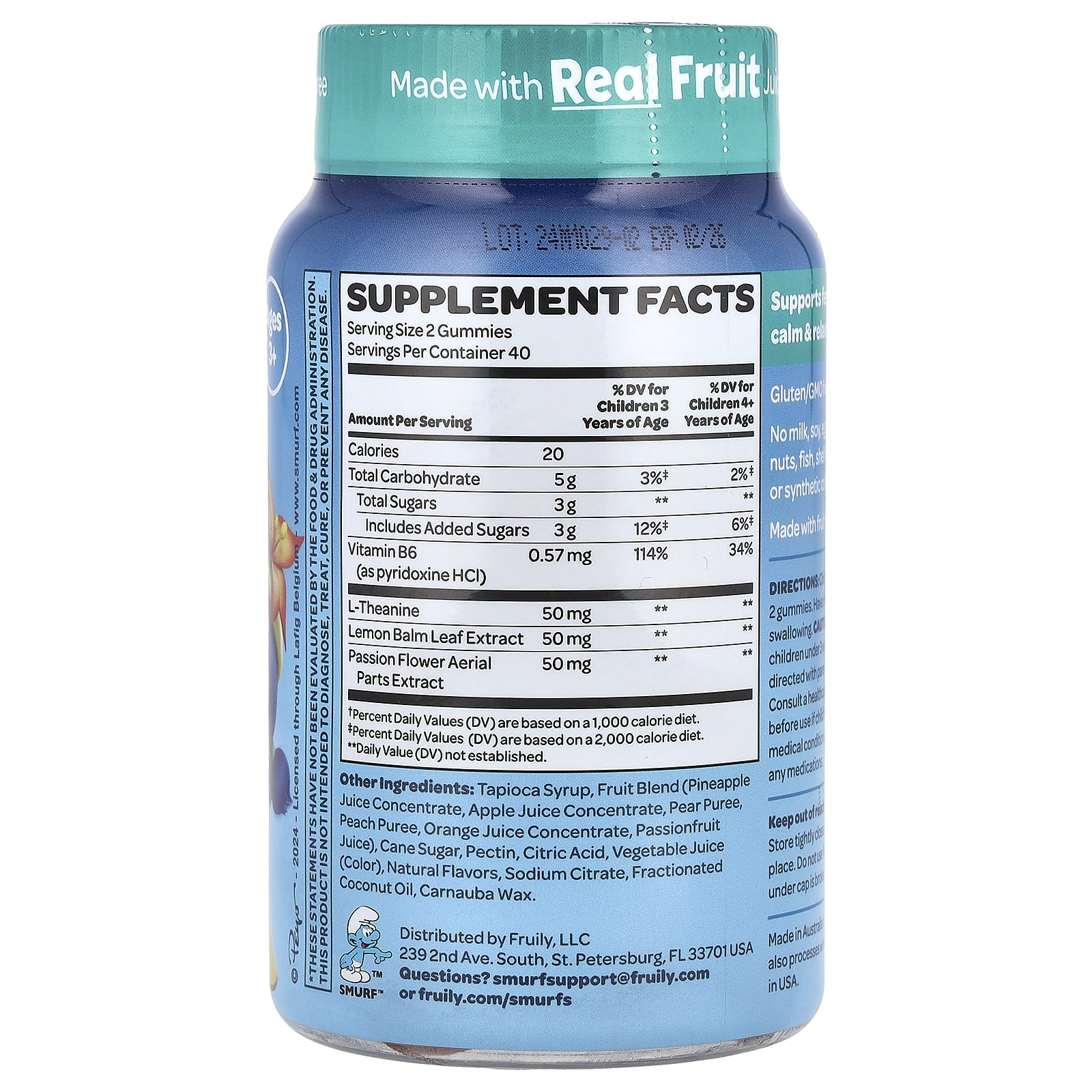 The Smurfs, Kids Gummy, Calm & Relaxed, Ages 3+, Smurf Berry, 80 Gummies - Image 2