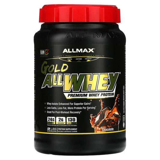 ALLMAX Gold Allwhey Premium Whey Protein, Chocolate, 2 lbs - Image 1