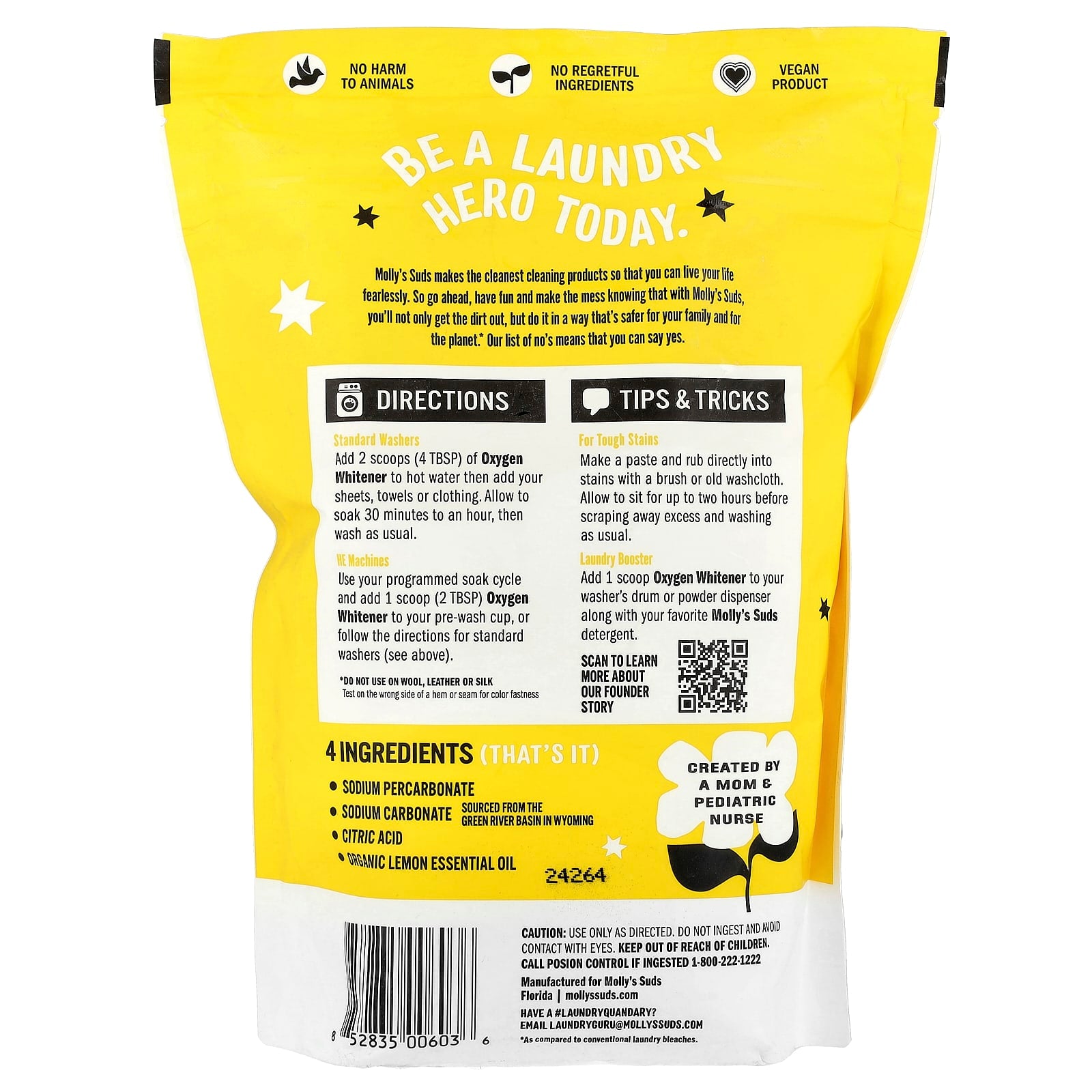 Molly's Suds, Oxygen Whitener, Lemon, 41.09 oz (1.15 kg) - Image 2