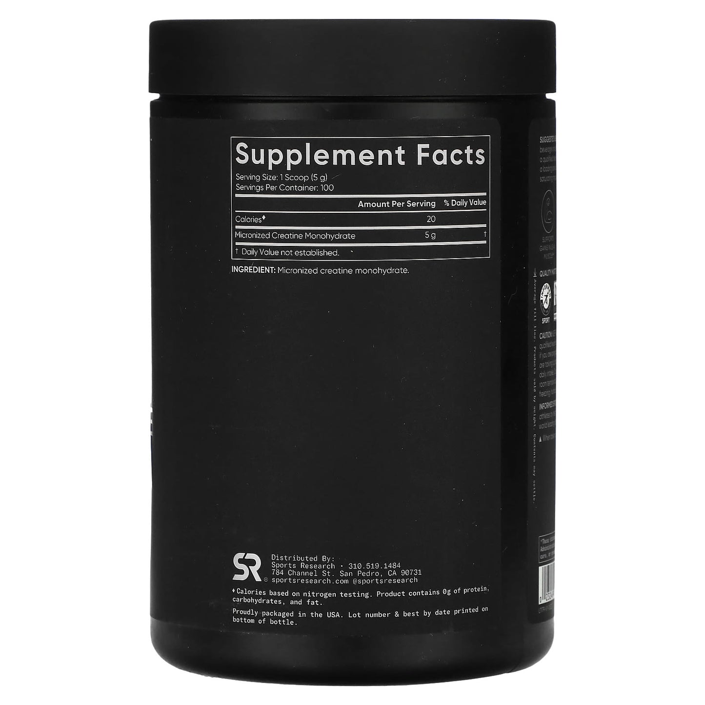 Sports Research, Creatine Monohydrate, Unflavored, 1.1 lb (500 g) - Image 2
