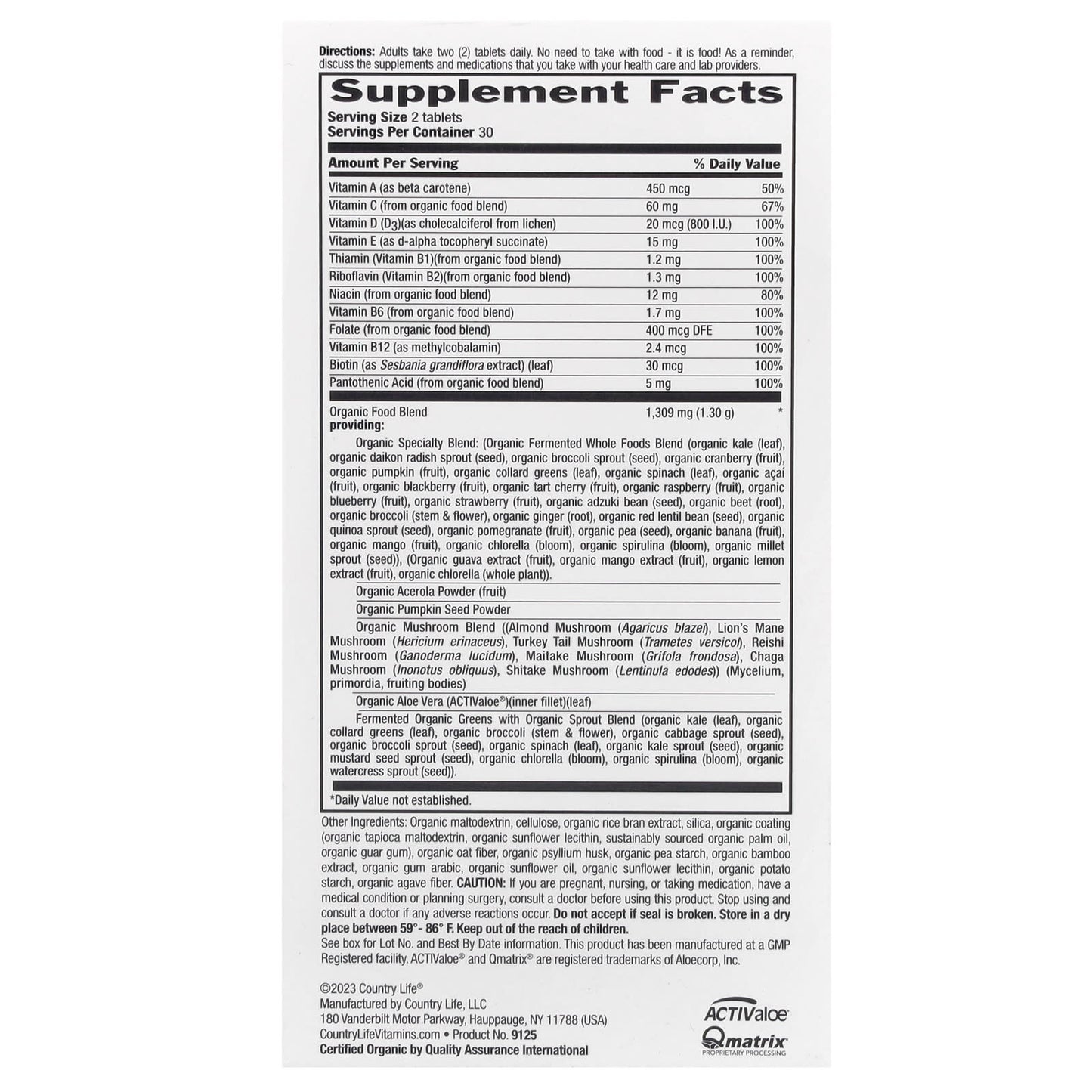 Organic Multivitamin for Men by Country Life, USDA Certified, 60 Tablets - Image 2