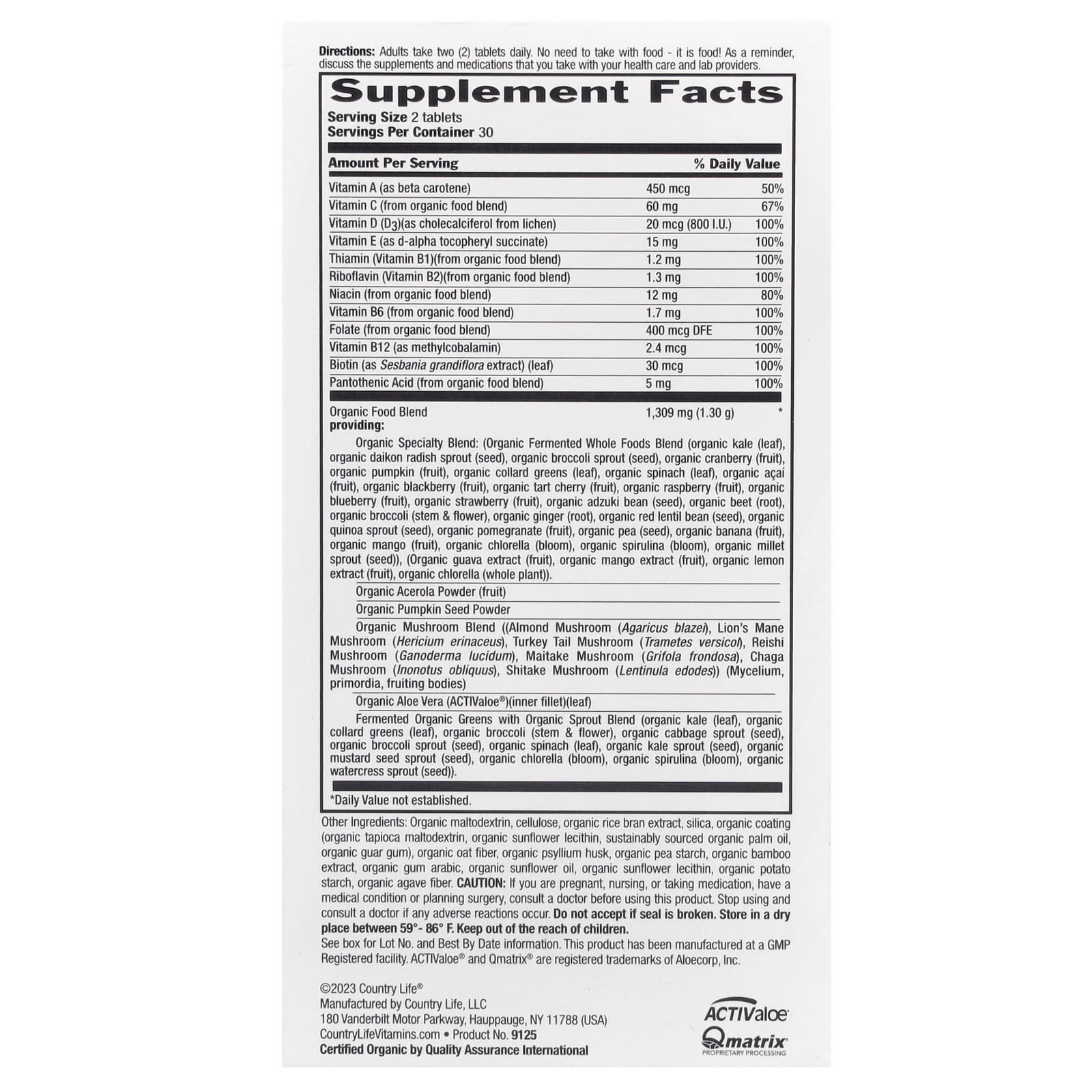 Organic Multivitamin for Men by Country Life, USDA Certified, 60 Tablets - Image 2
