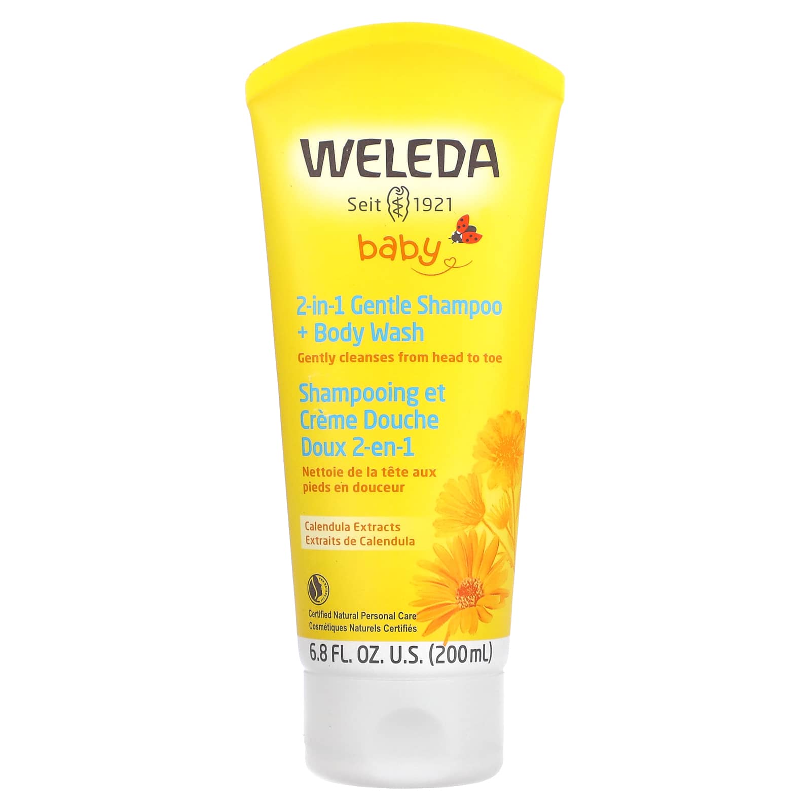 Weleda, 2-in-1 Gentle Shampoo + Body Wash, Calendula Extract, 6.8 fl oz (200 ml) - Image 1