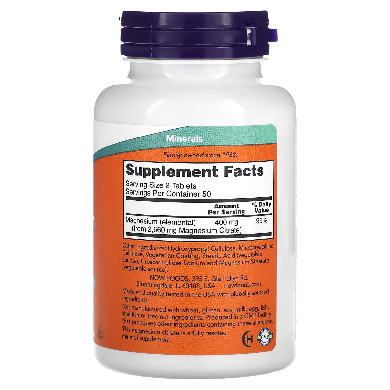 NOW Foods, Magnesium Citrate, 200 mg, 100 Tablets - Image 2