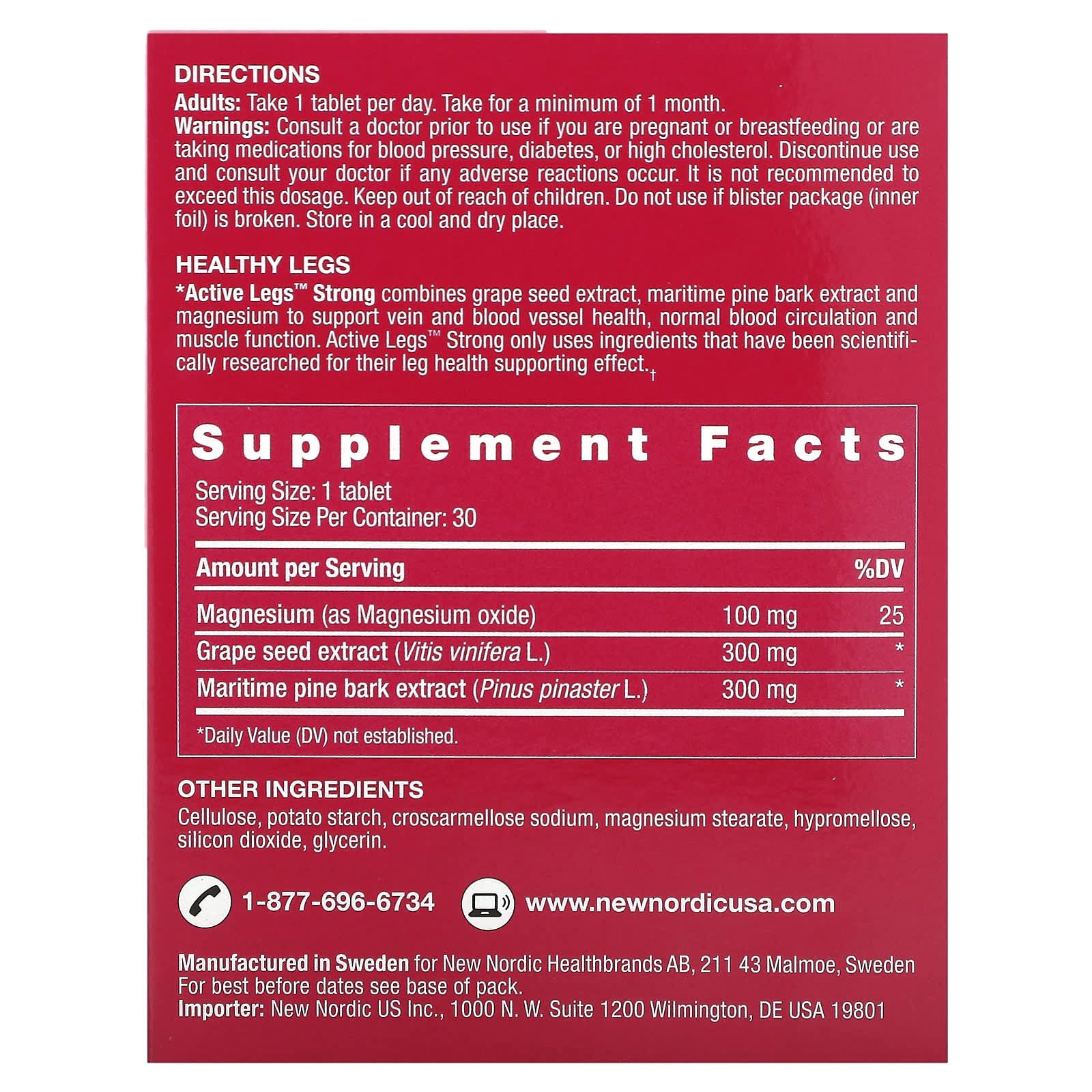 New Nordic, Active Legs Strong, 30 Tablets - Image 2