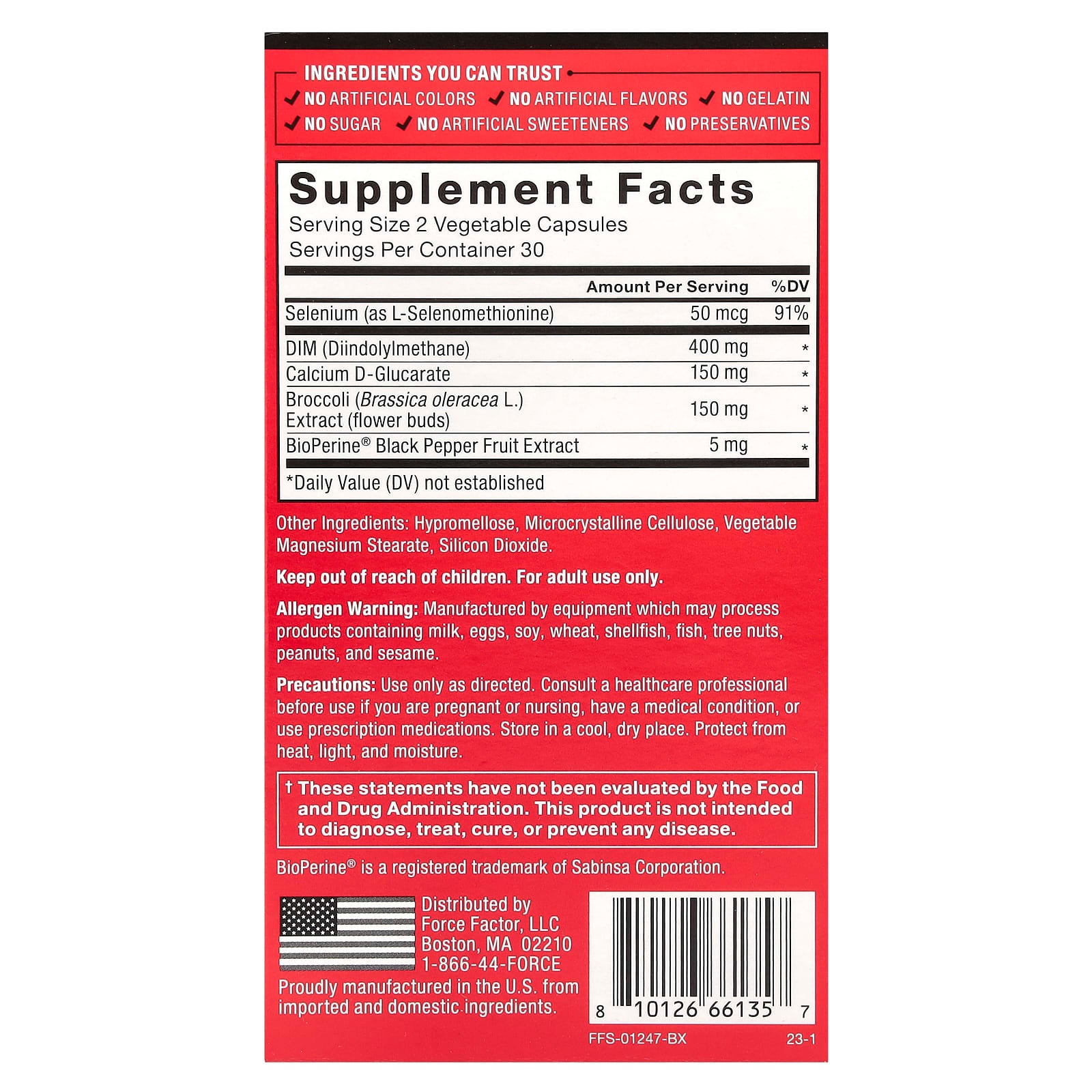Force Factor DIM Max - 60 Vegetable Capsules for Hormone Balance & Estrogen Reduction - Image 2