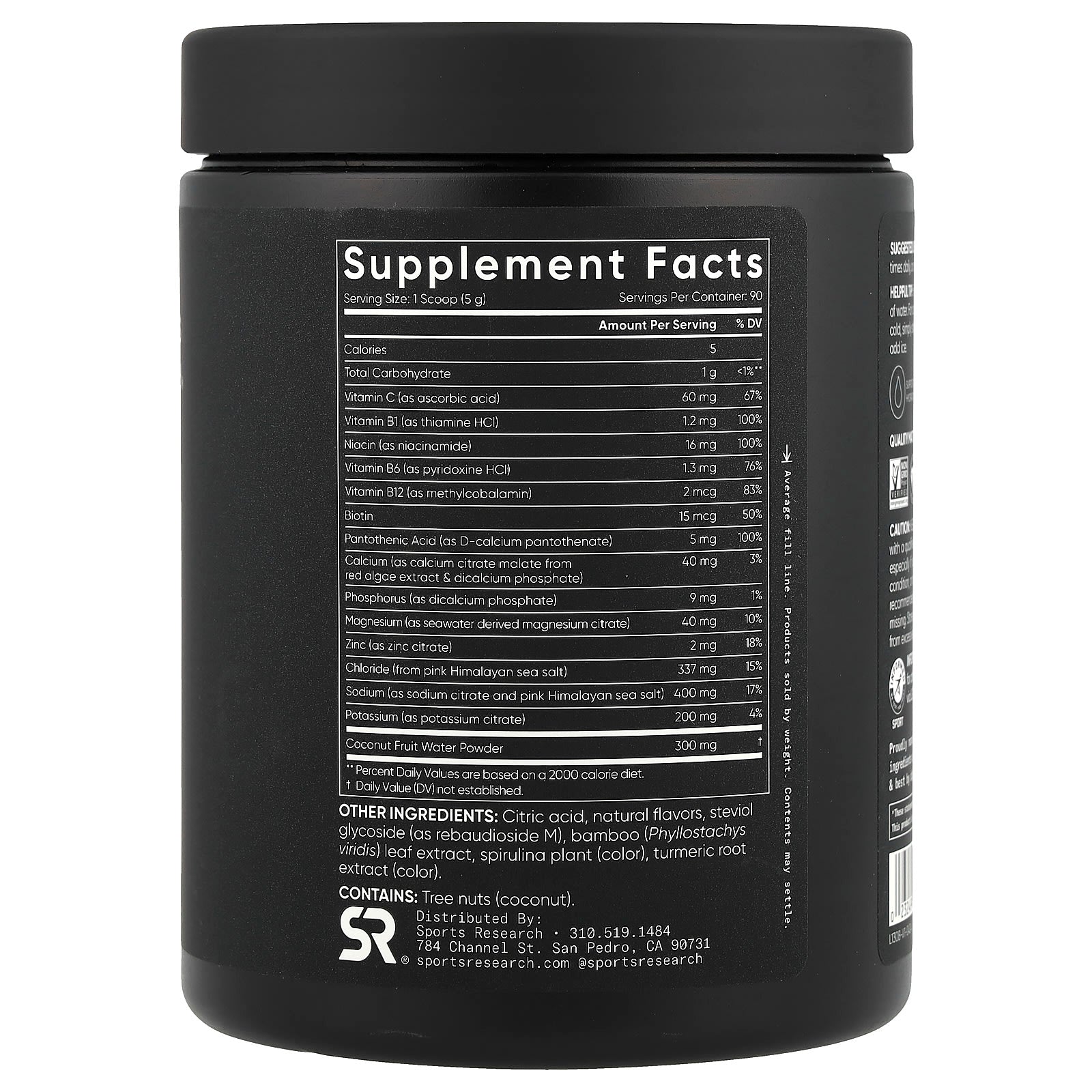 Sports Research, Hydrate Electrolytes, Lemon Lime, 15.87 oz (450 g) - Image 2