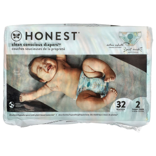 The Honest Company, Clean Conscious Diapers™, Size 2, 12-18 lbs, Above It All, 32 Diapers - Image 1