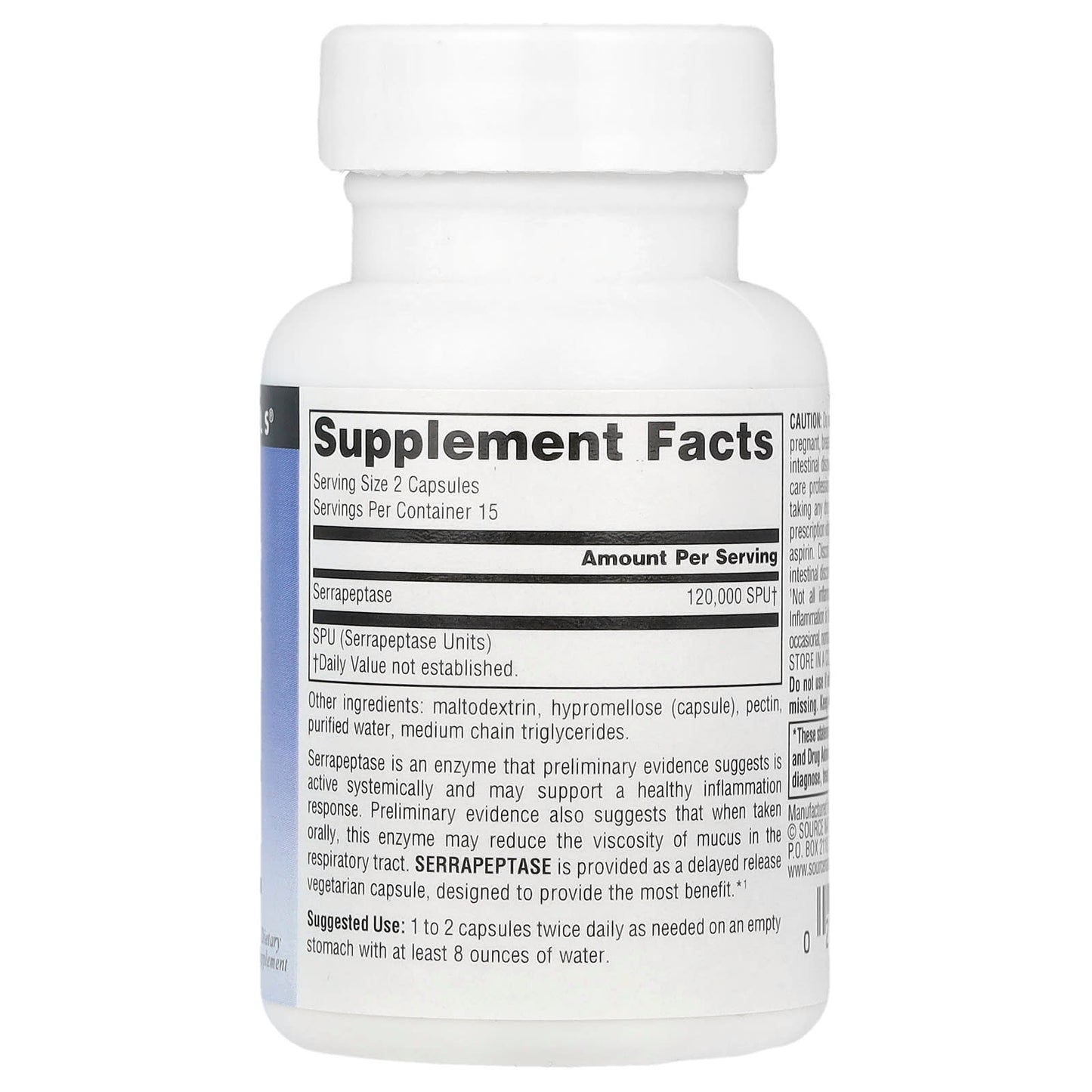 Source Naturals, Serrapeptase, 30 Capsules (60,000 SPU Per Capsule) - Image 2