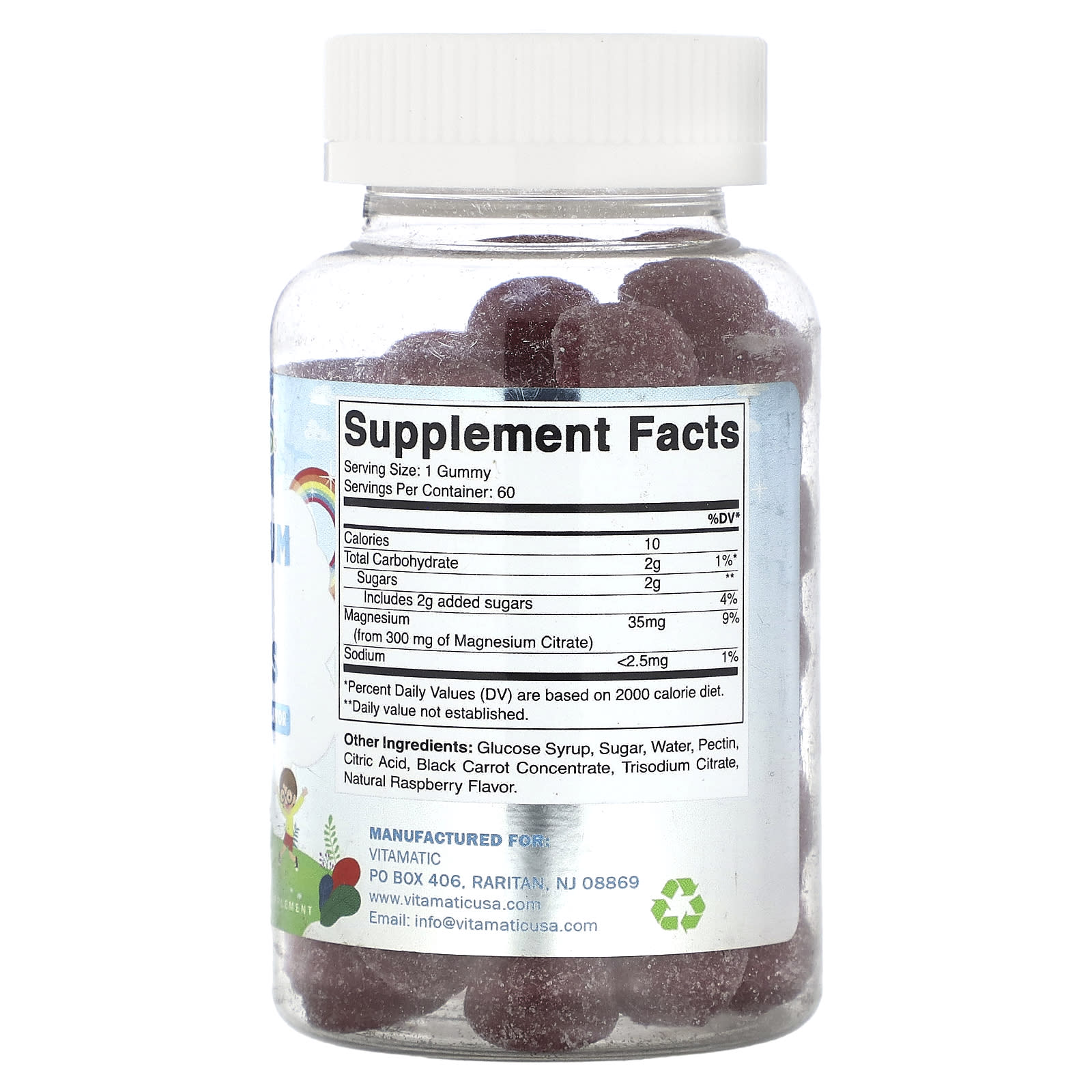 Vitamatic, Kids, Magnesium Calm Gummies, Natural Raspberry, 60 Gummies - Image 2