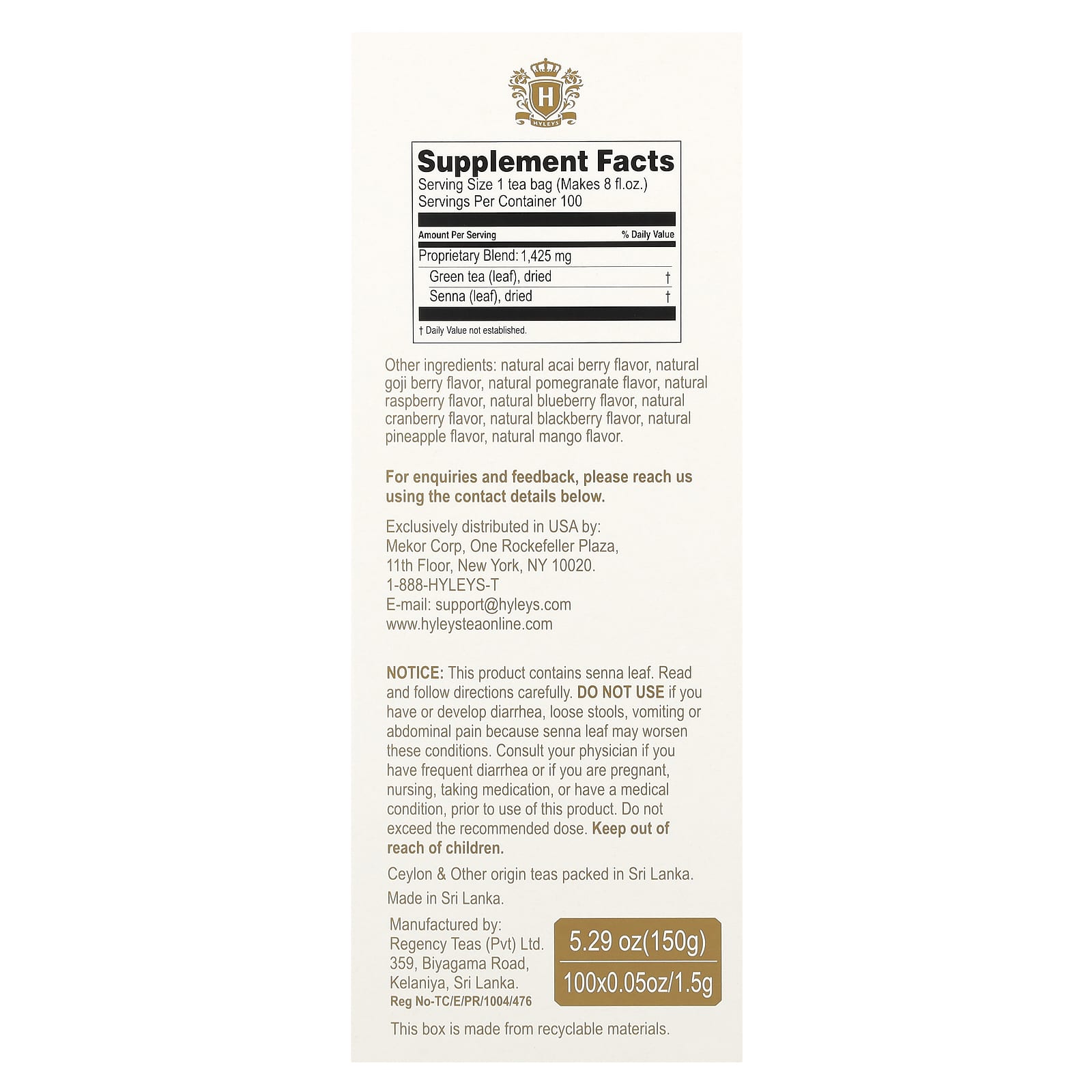 Hyleys Tea Slim Tea - Natural Weight Loss Supplement, 9 Flavors - Image 2