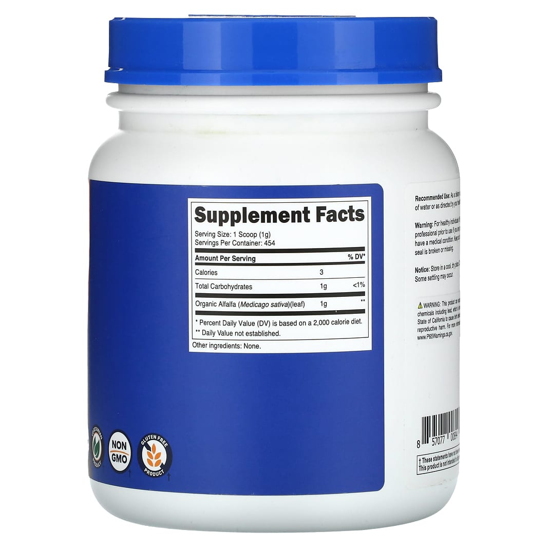 Nutricost, Organic Alfalfa Powder, Unflavored, 16 oz (454 g) - Image 2