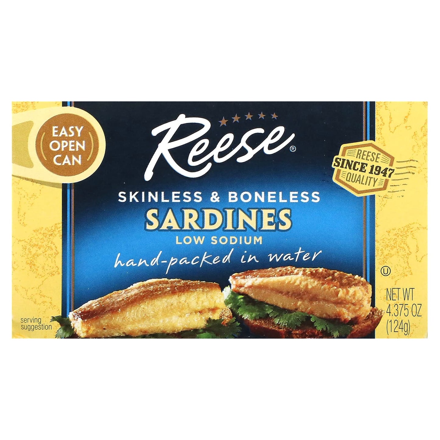 Reese, Skinless & Boneless Sardines, 4.375 oz (124 g) - Image 1