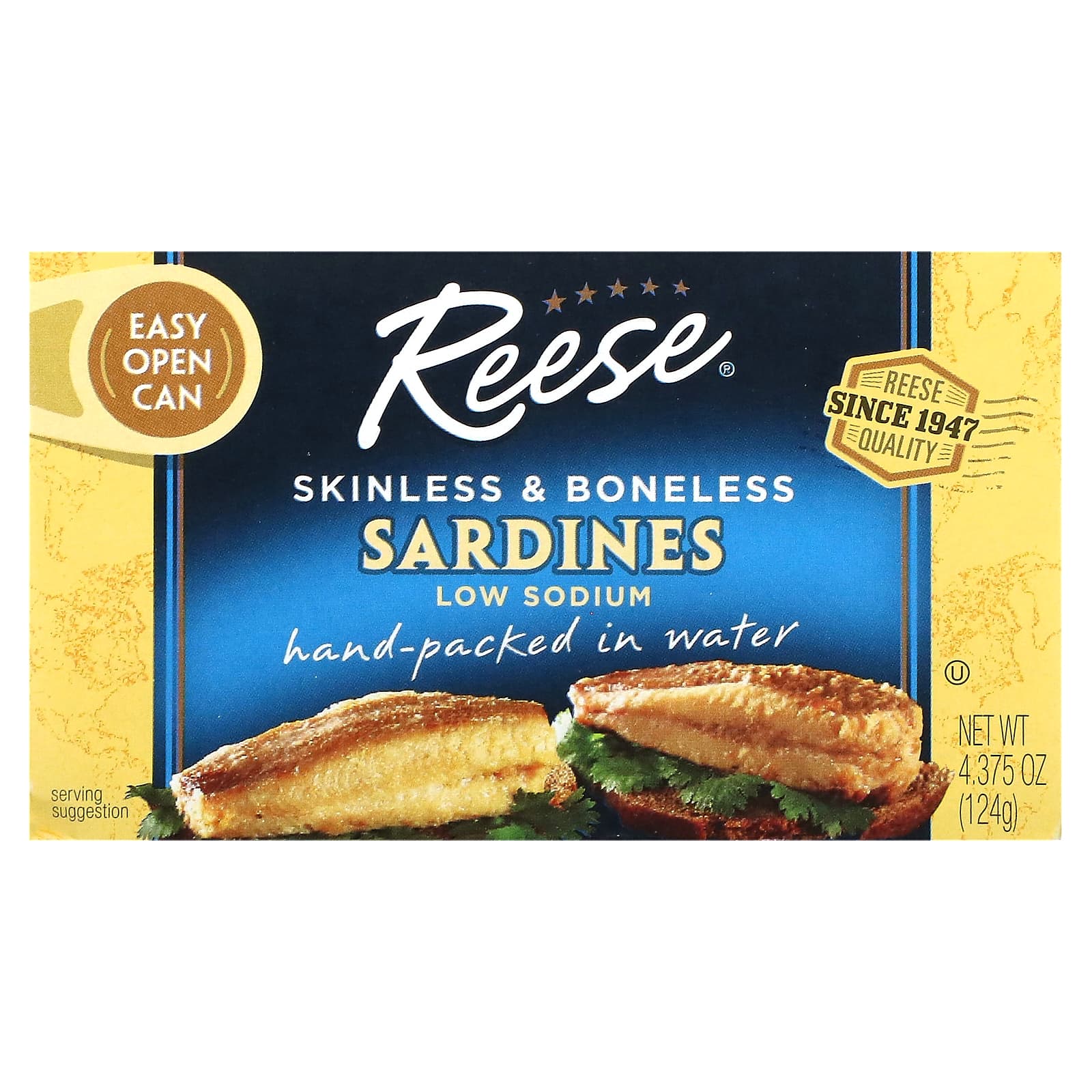 Reese, Skinless & Boneless Sardines, 4.375 oz (124 g) - Image 1
