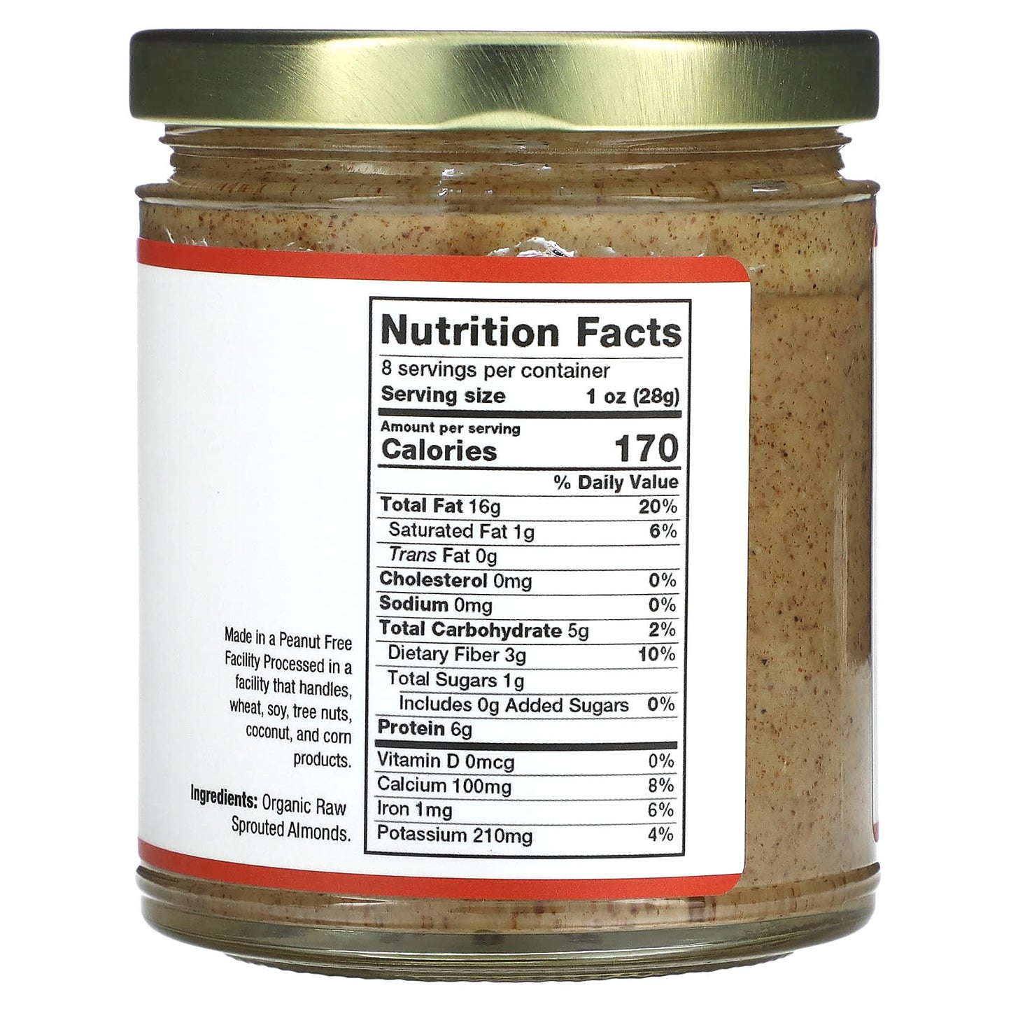 Raw Sprouted Almond Butter - USDA Organic, Unsalted, 8 oz by Jiva Organics - Image 2