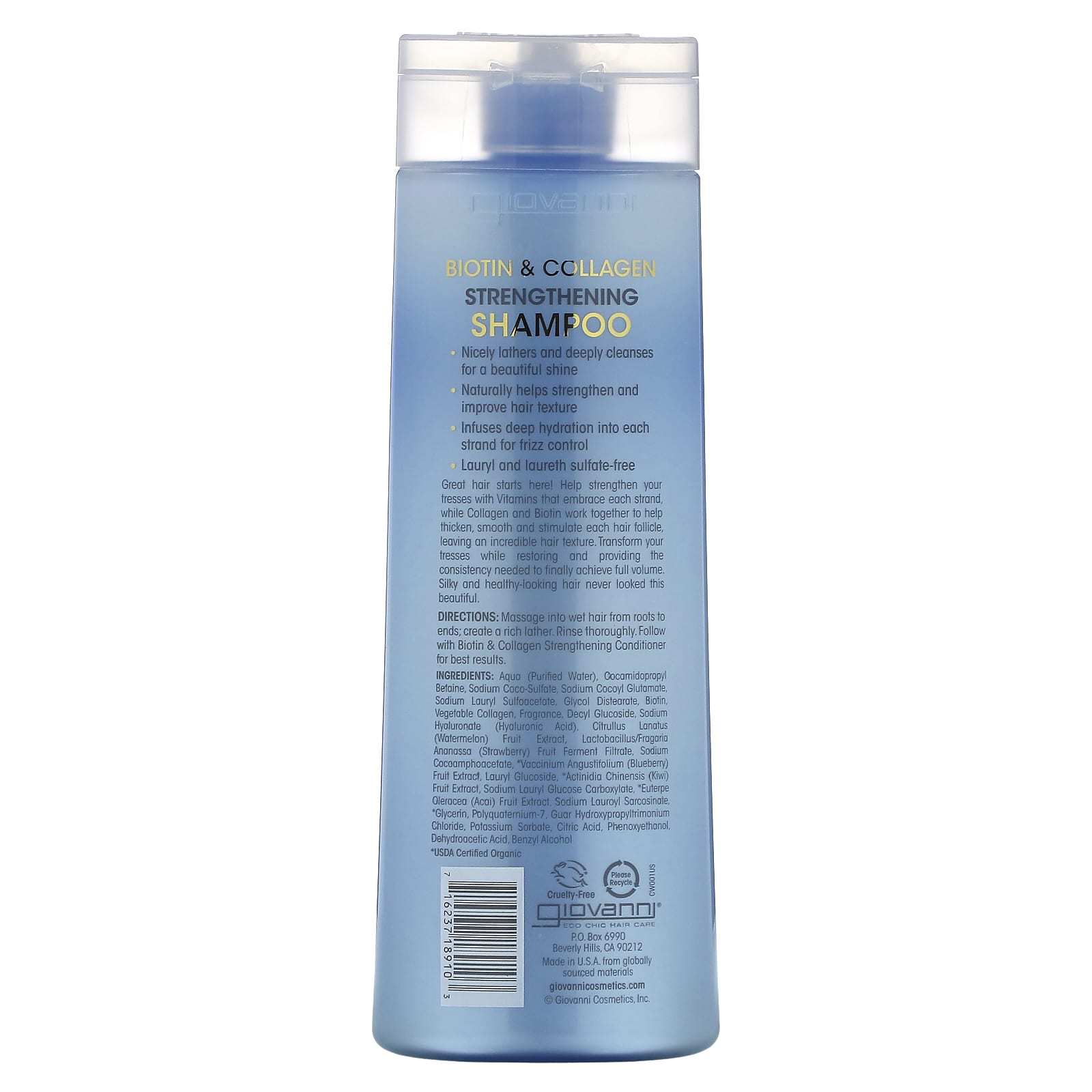 Biotin & Collagen Strengthening Shampoo for Healthy-Looking Hair - Giovanni - Image 2