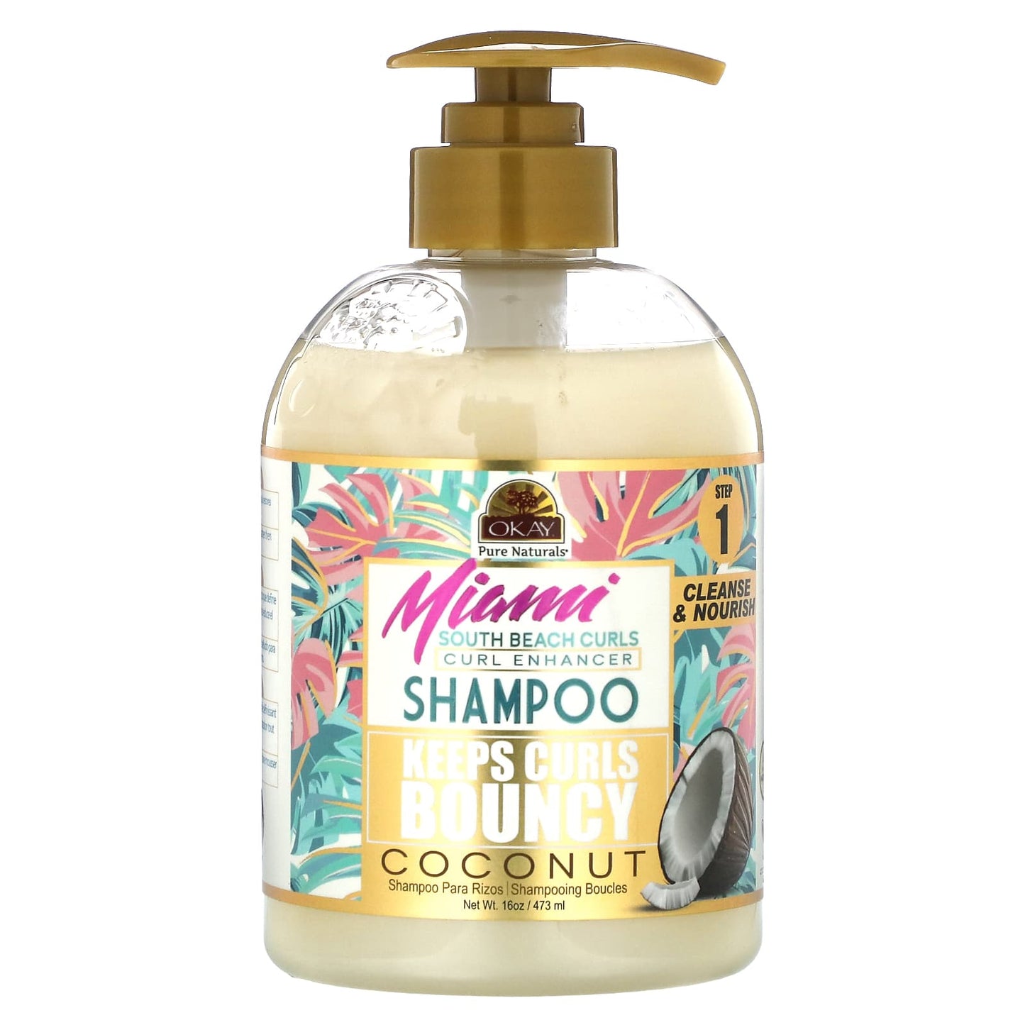 Okay Pure Naturals, Miami South Beach Curls, Curl  Enhancer Shampoo, Coconut, 16 oz (473 ml) - Image 1