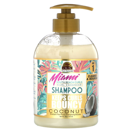 Okay Pure Naturals, Miami South Beach Curls, Curl  Enhancer Shampoo, Coconut, 16 oz (473 ml) - Image 1