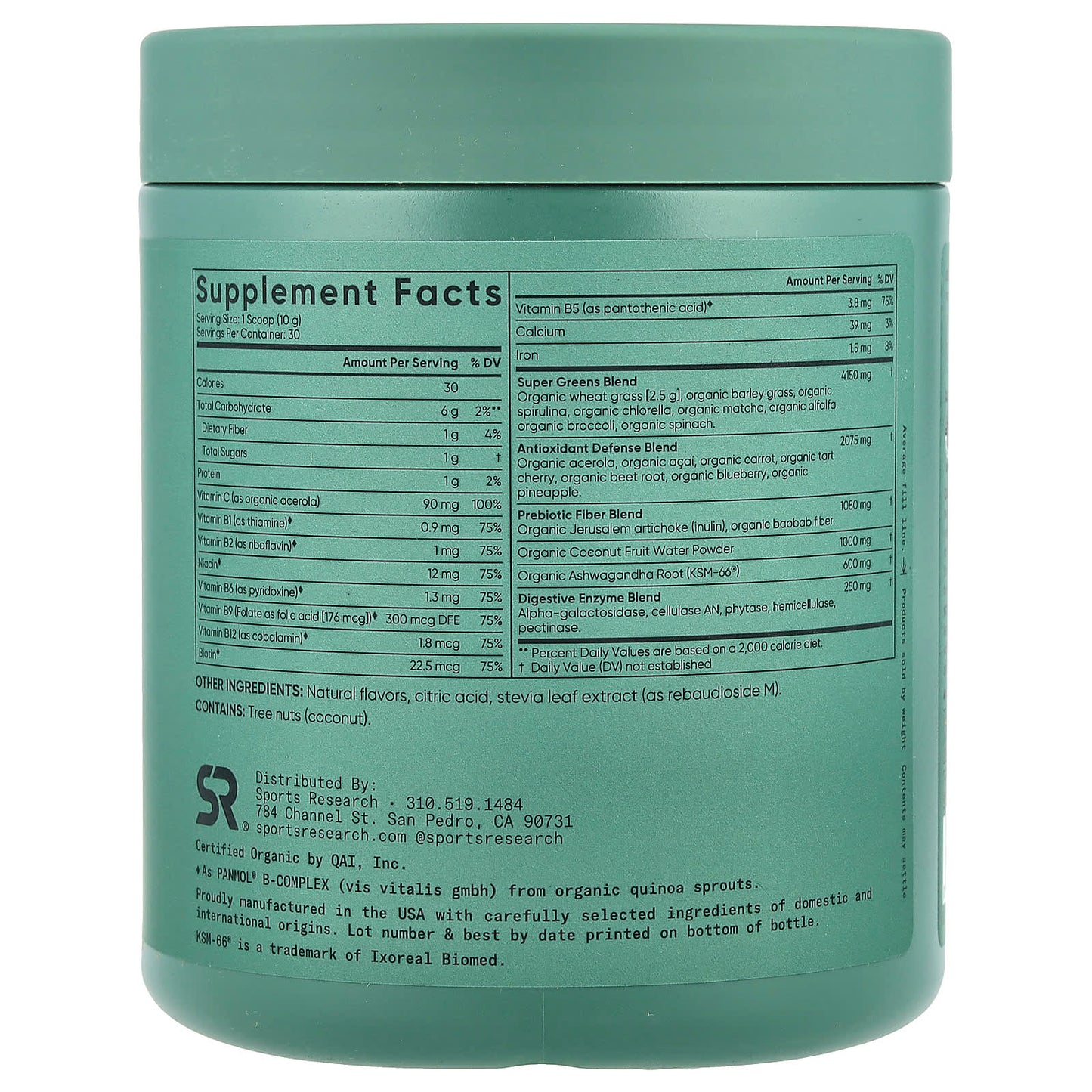 Sports Research, Organic Greens, Original , 10.58 oz (300 g)
