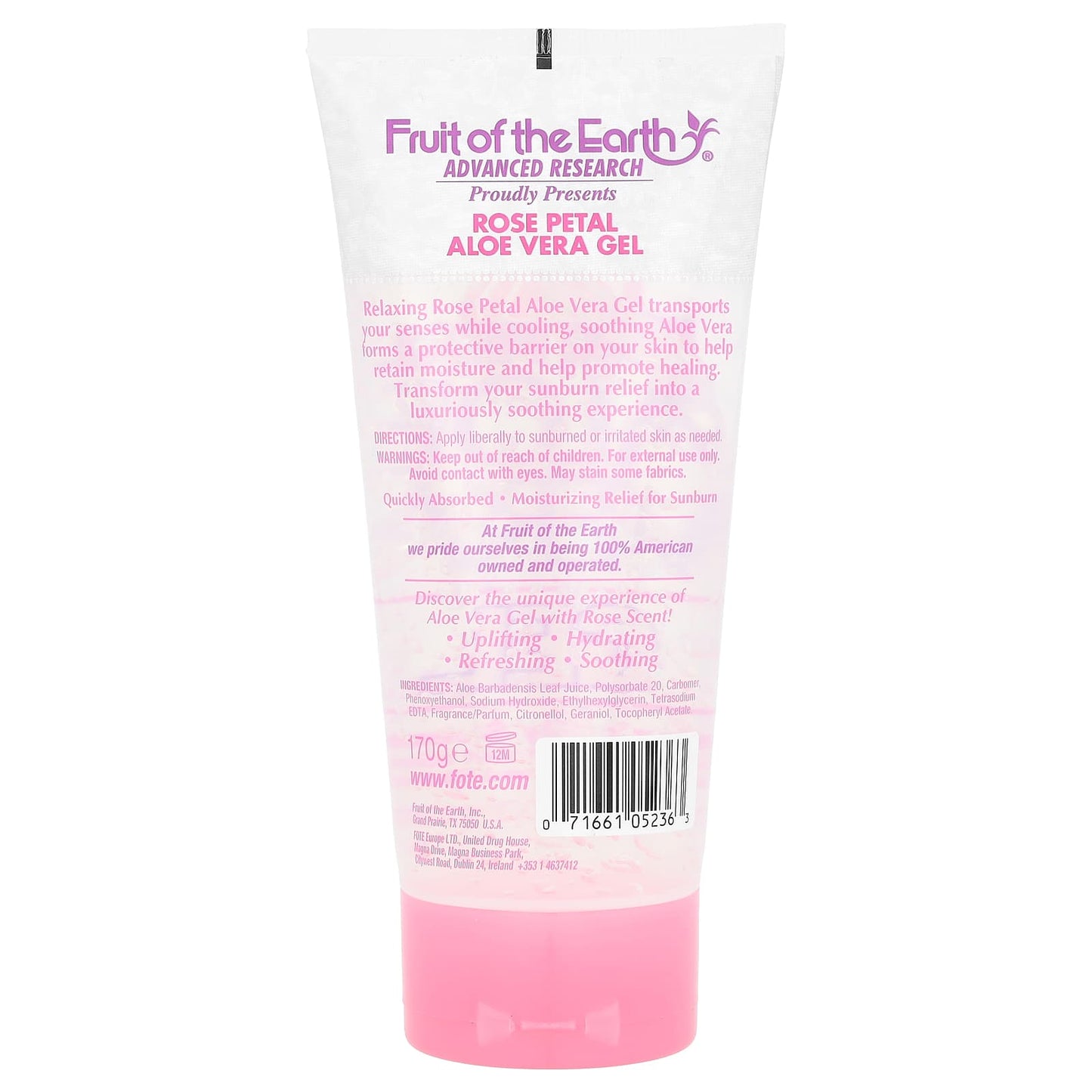 Fruit of the Earth Aloe Vera Gel with Rose Petal for Dry Skin Relief - Image 2