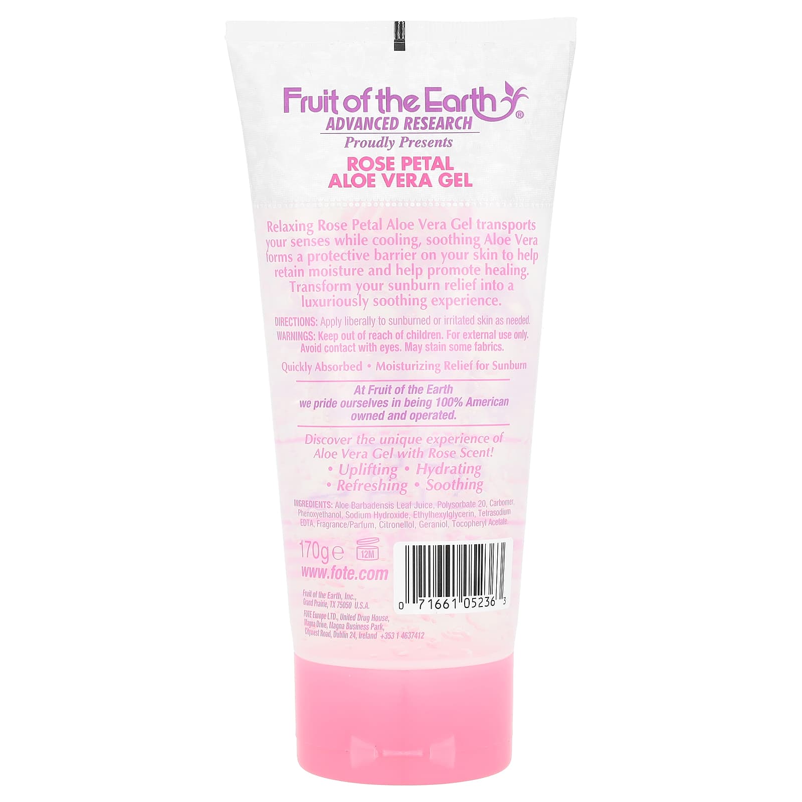 Fruit of the Earth Aloe Vera Gel with Rose Petal for Dry Skin Relief - Image 2