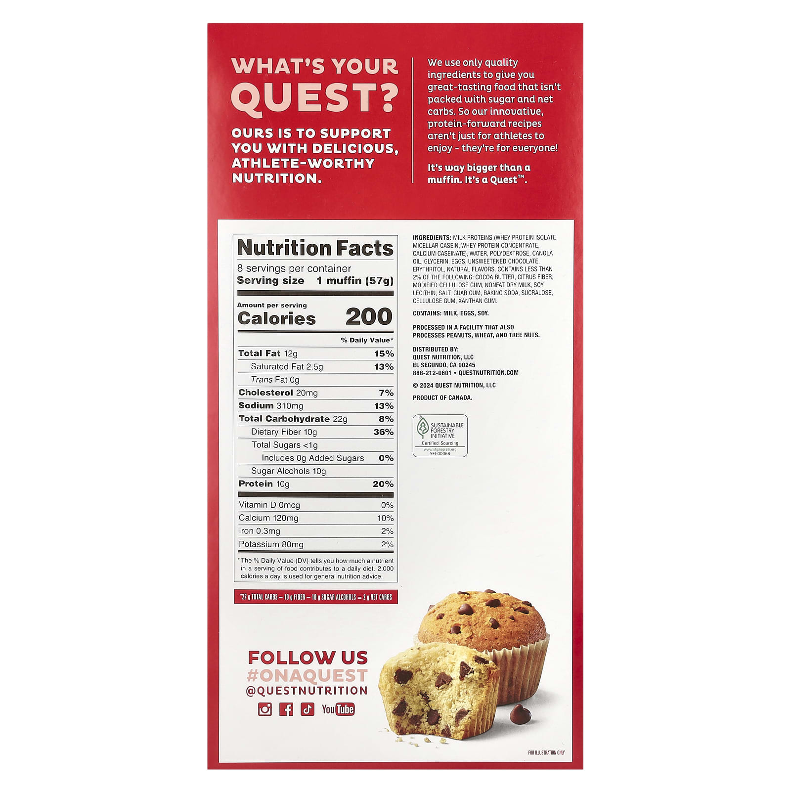 Quest Nutrition, Bake Shop Muffins, Chocolate Chip , 8 Muffins, 2.01 oz (57 g) Each - Image 2