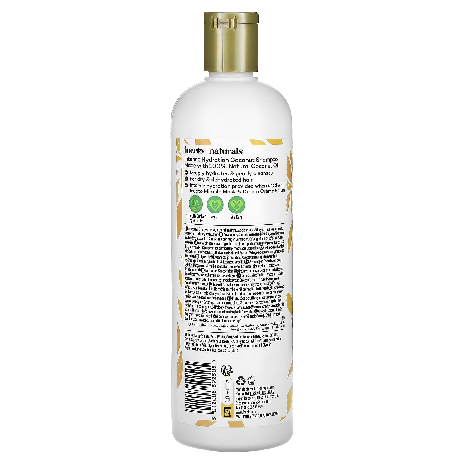 Inecto Coconut Shampoo for Dry Hair - Intense Hydration 500ml - Image 2