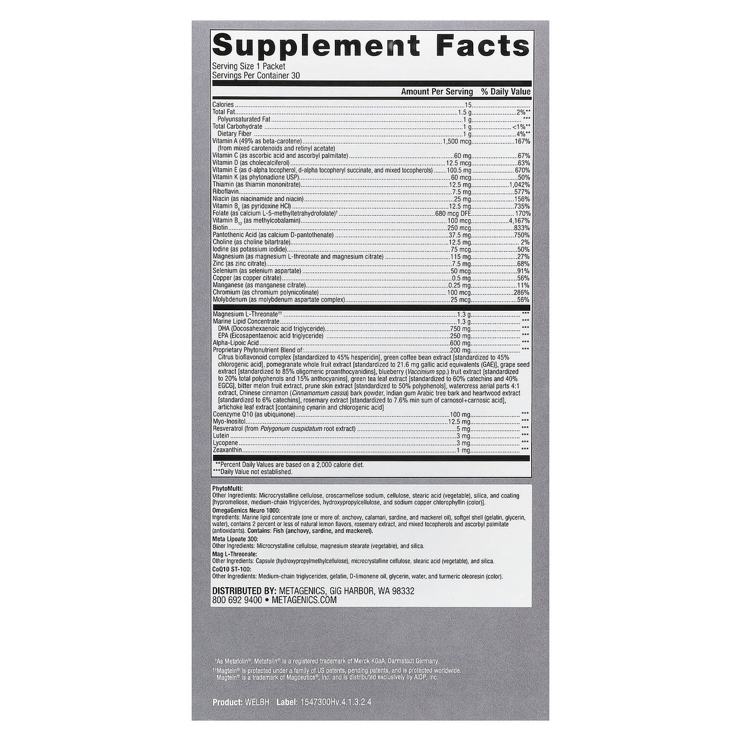 Metagenics, Wellness Essentials®, Brain Health, 30 Packets - Image 2