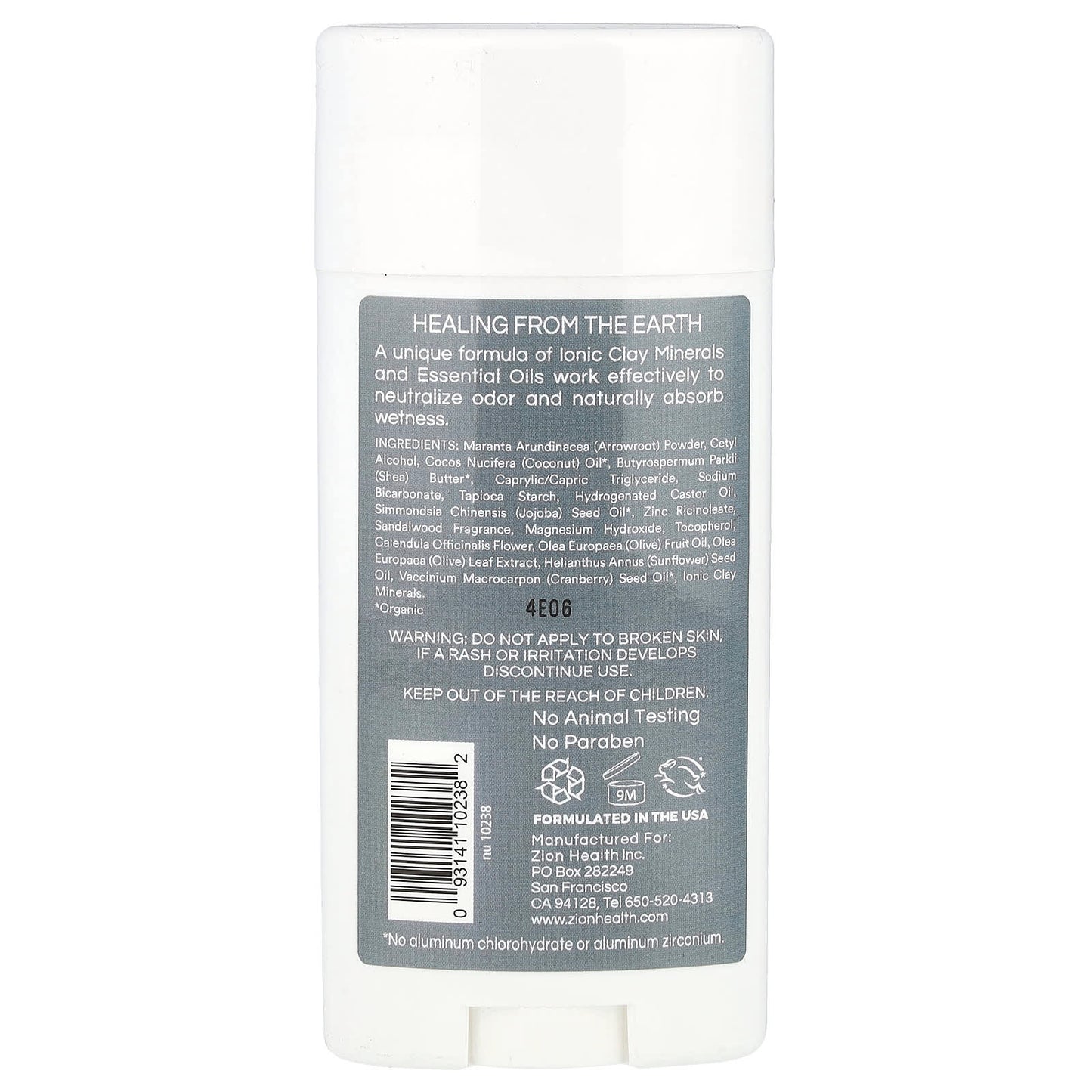Zion Health, Men, ClayDry Deodorant, Sandalwood, 2.8 oz (80 g) - Image 2