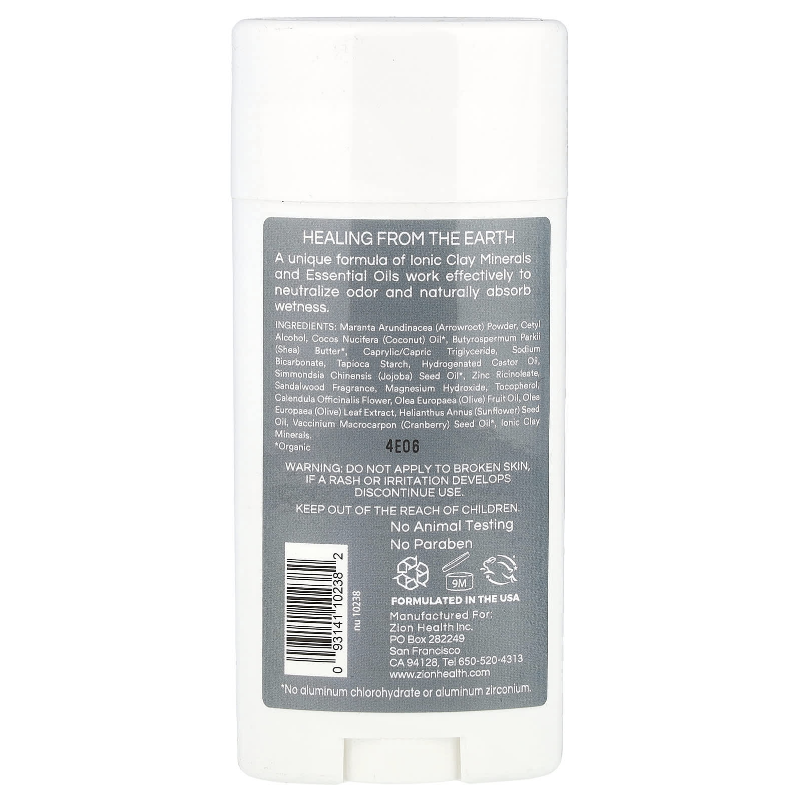 Zion Health, Men, ClayDry Deodorant, Sandalwood, 2.8 oz (80 g) - Image 2