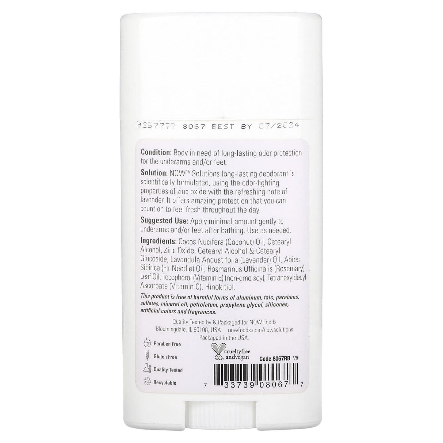 NOW Foods, Solutions, Long-Lasting Deodorant, Lavender, 2.2 oz (62 g) - Image 2