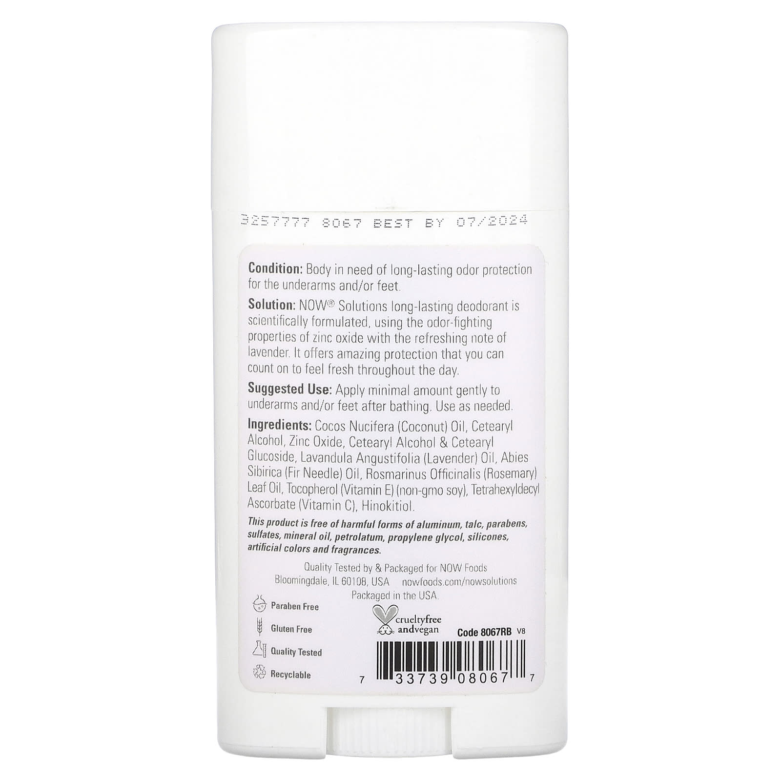 NOW Foods, Solutions, Long-Lasting Deodorant, Lavender, 2.2 oz (62 g) - Image 2