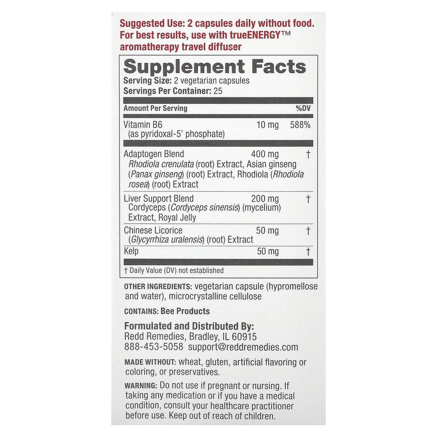 Redd Remedies, TrueEnergy, 50 Vegetarian Capsules - Image 2