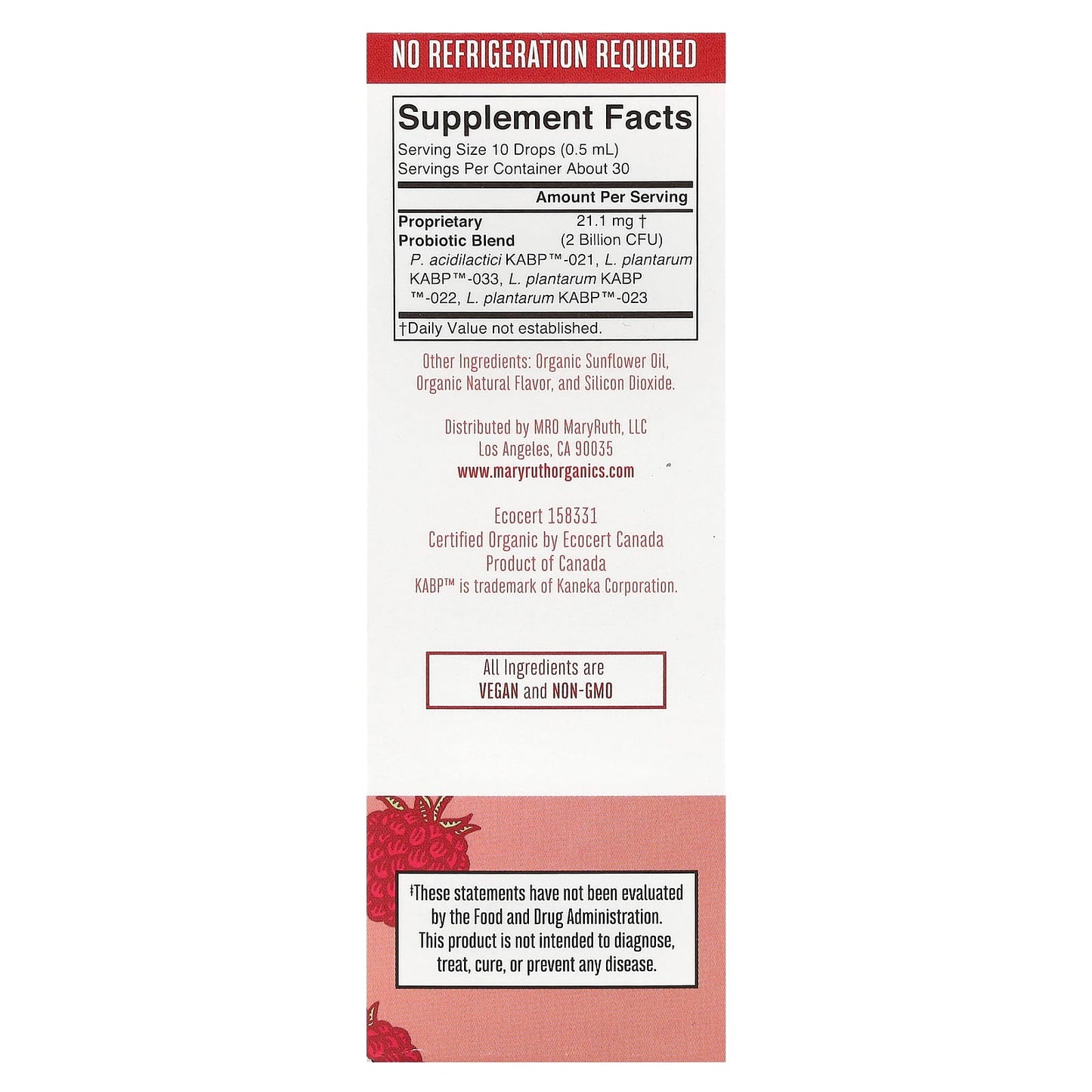 MaryRuth's, Organic Women's Precision Probiotic, Liquid Drops, Raspberry , 2 Billion CFU , 0.5 fl oz (15 ml) - Image 2