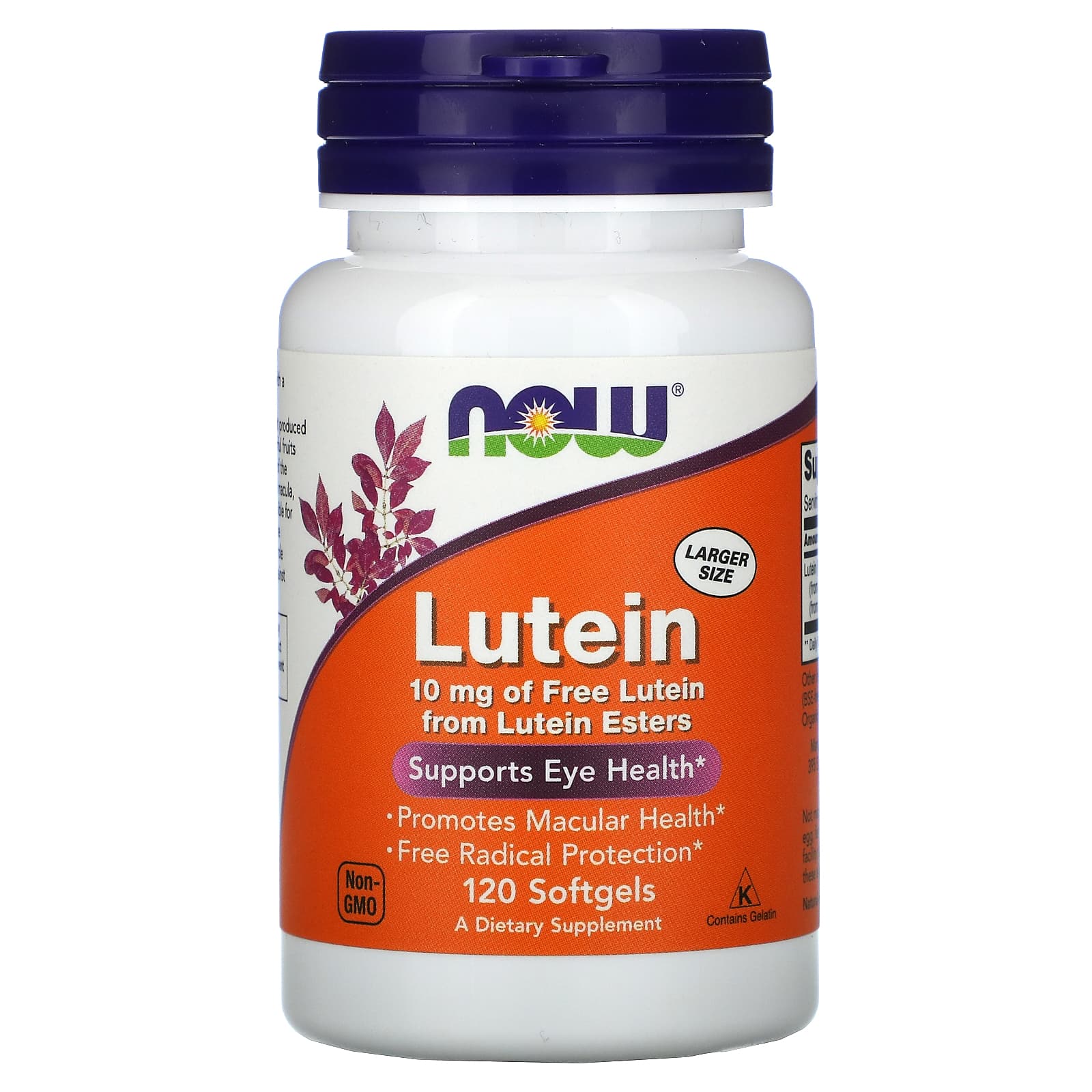 NOW Foods, Lutein, 10 mg, 120 Softgels - Image 1